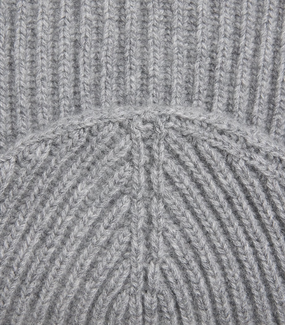 Johnstons Of Elgin Cashmere Ribbed Beanie Storm Grey Image 3