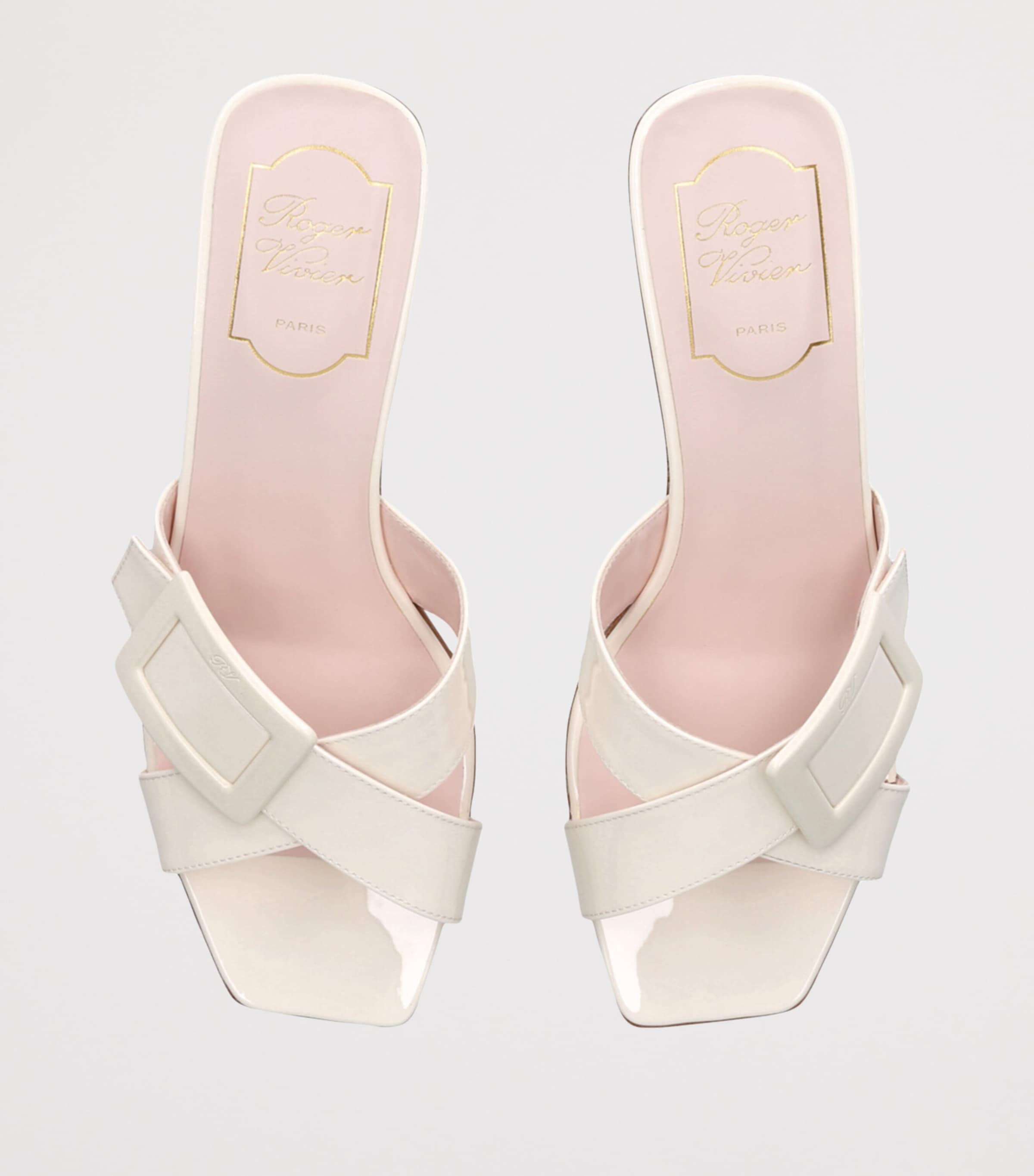 Roger Vivier Leather Belle Vivier Mules 45 Bone Image 4