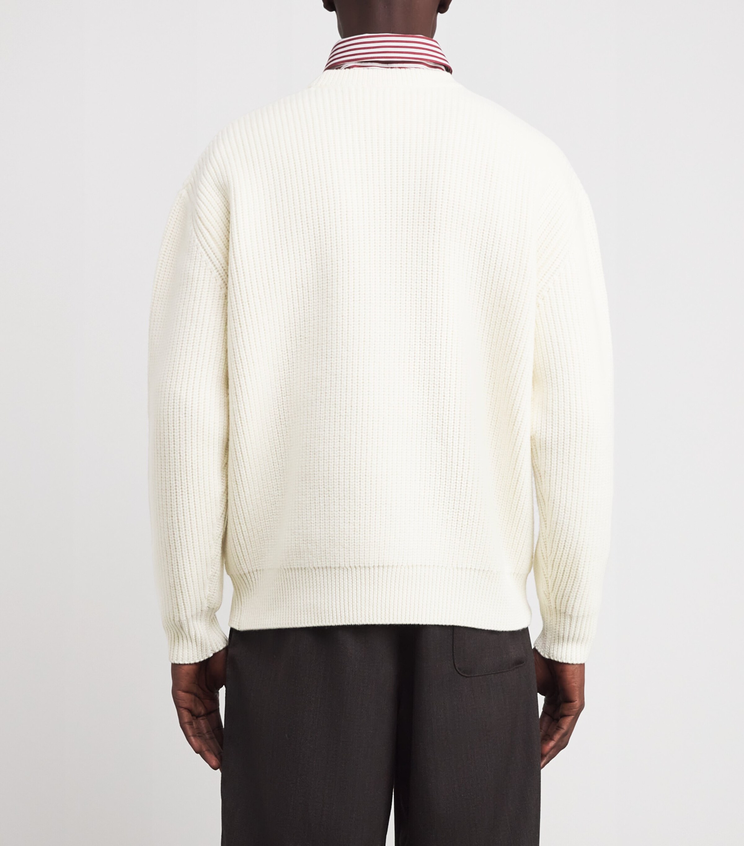 Drôle De Monsieur Mens Merino Ribbed Groom Sweater Ow / Off White Image 4