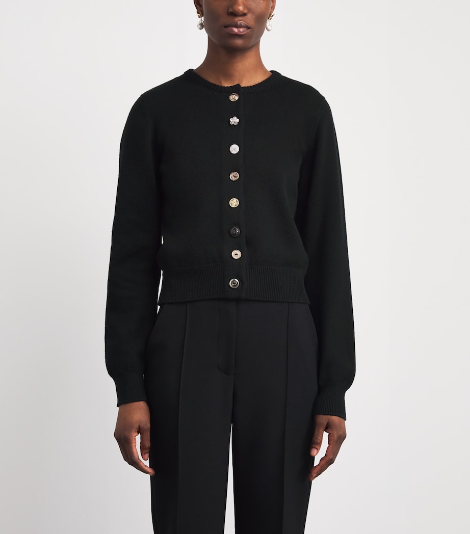 Barrie Womens Cotton-Cashmere Mismatched Cardigan Black Image 4