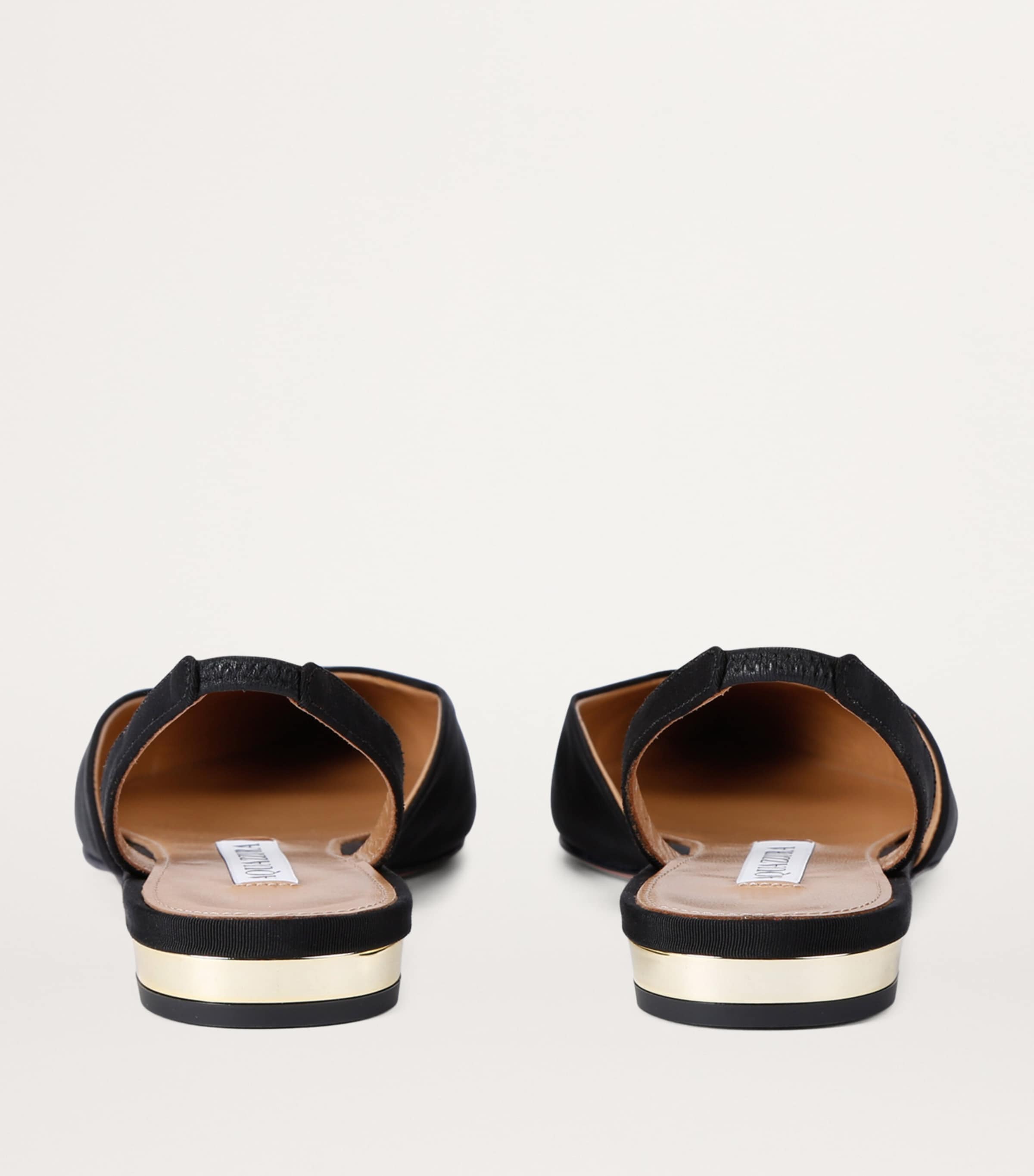 Aquazzura Leather-Trim Milanese Slingback Flats Black Image 2