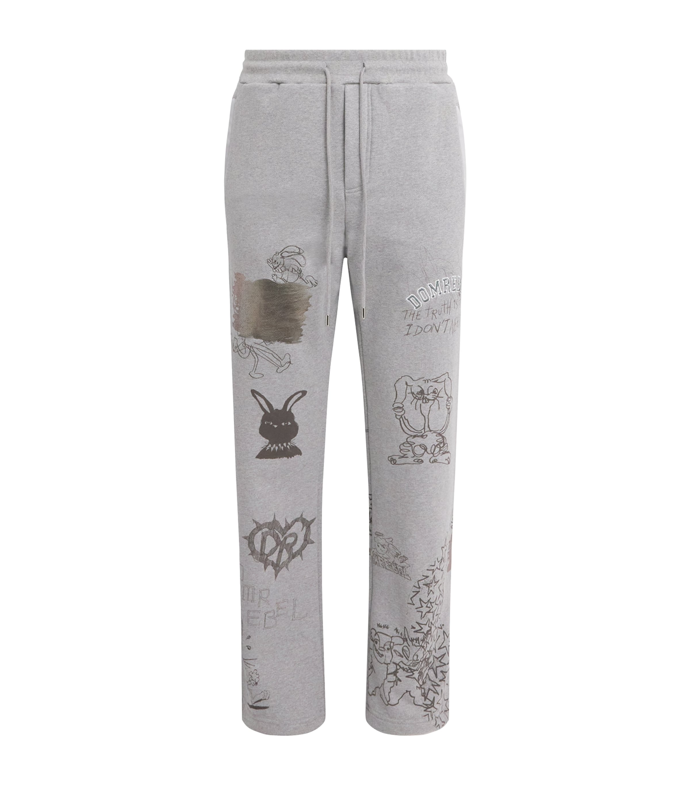 Domrebel Cotton College Logo Sweatpants In Gray