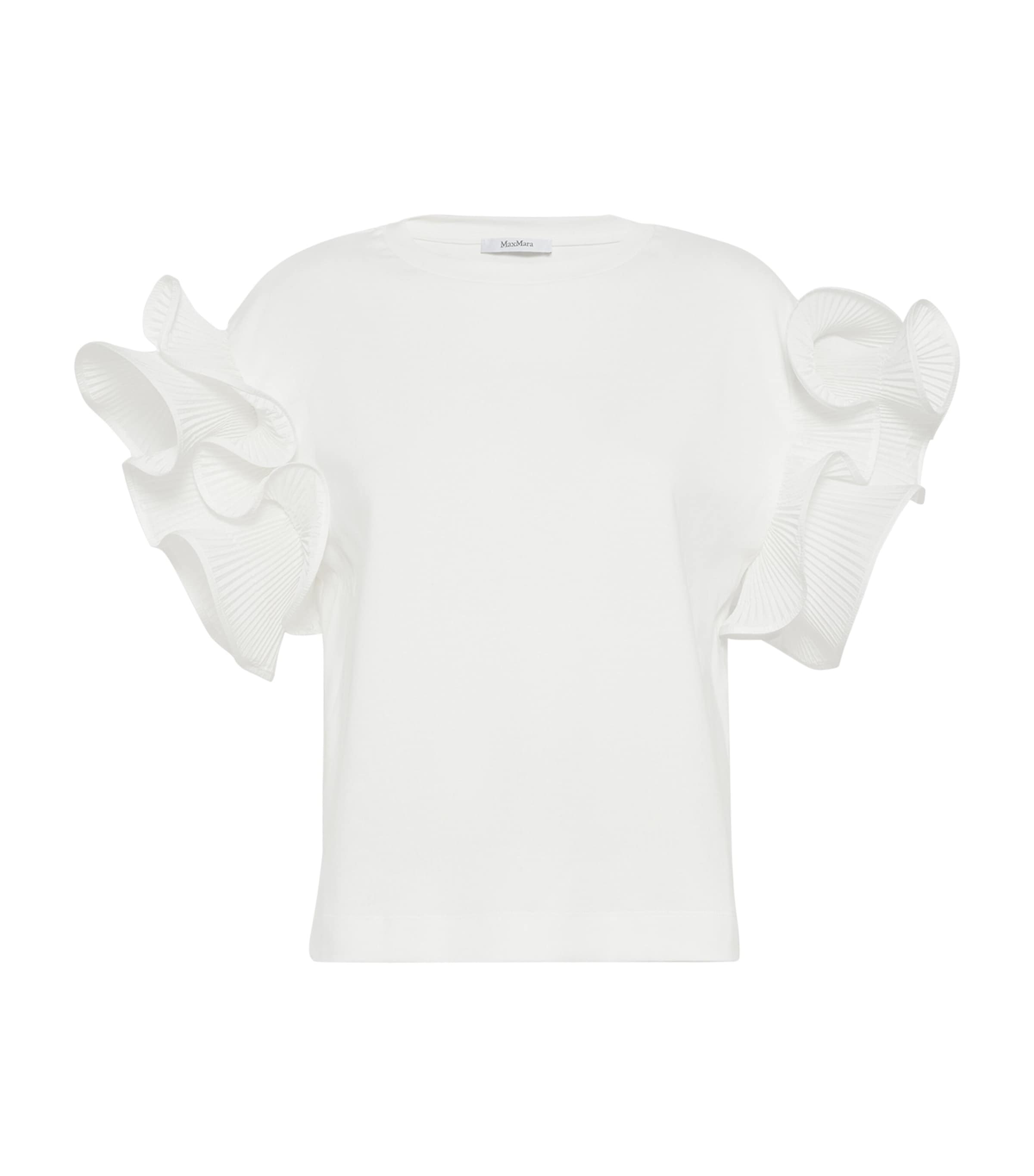Max Mara Womens Cotton Jersey Ruffle T-Shirt White Image 1