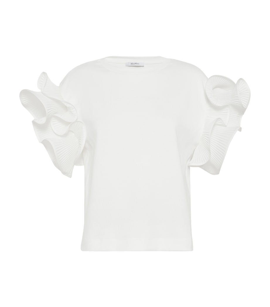 Max Mara Womens Cotton Jersey Ruffle T-Shirt White Image 1
