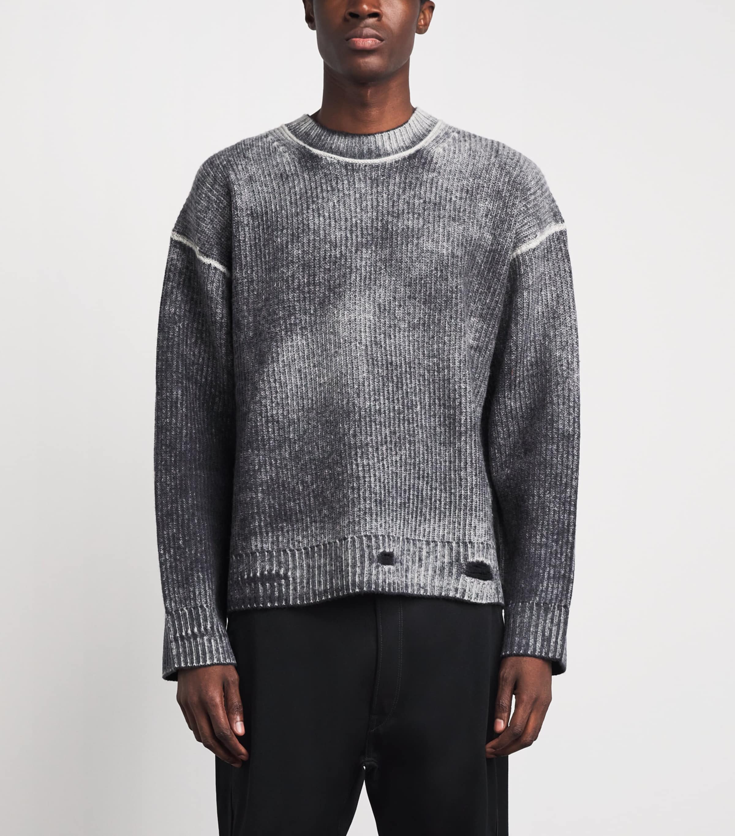 Represent Mens Wool Reversible Fade Out Sweater Jet Black Image 4