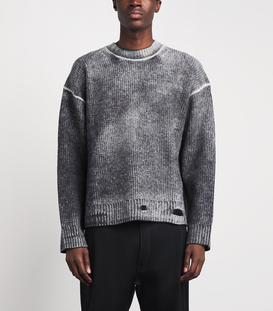 Represent Mens Wool Reversible Fade Out Sweater Jet Black Image 4