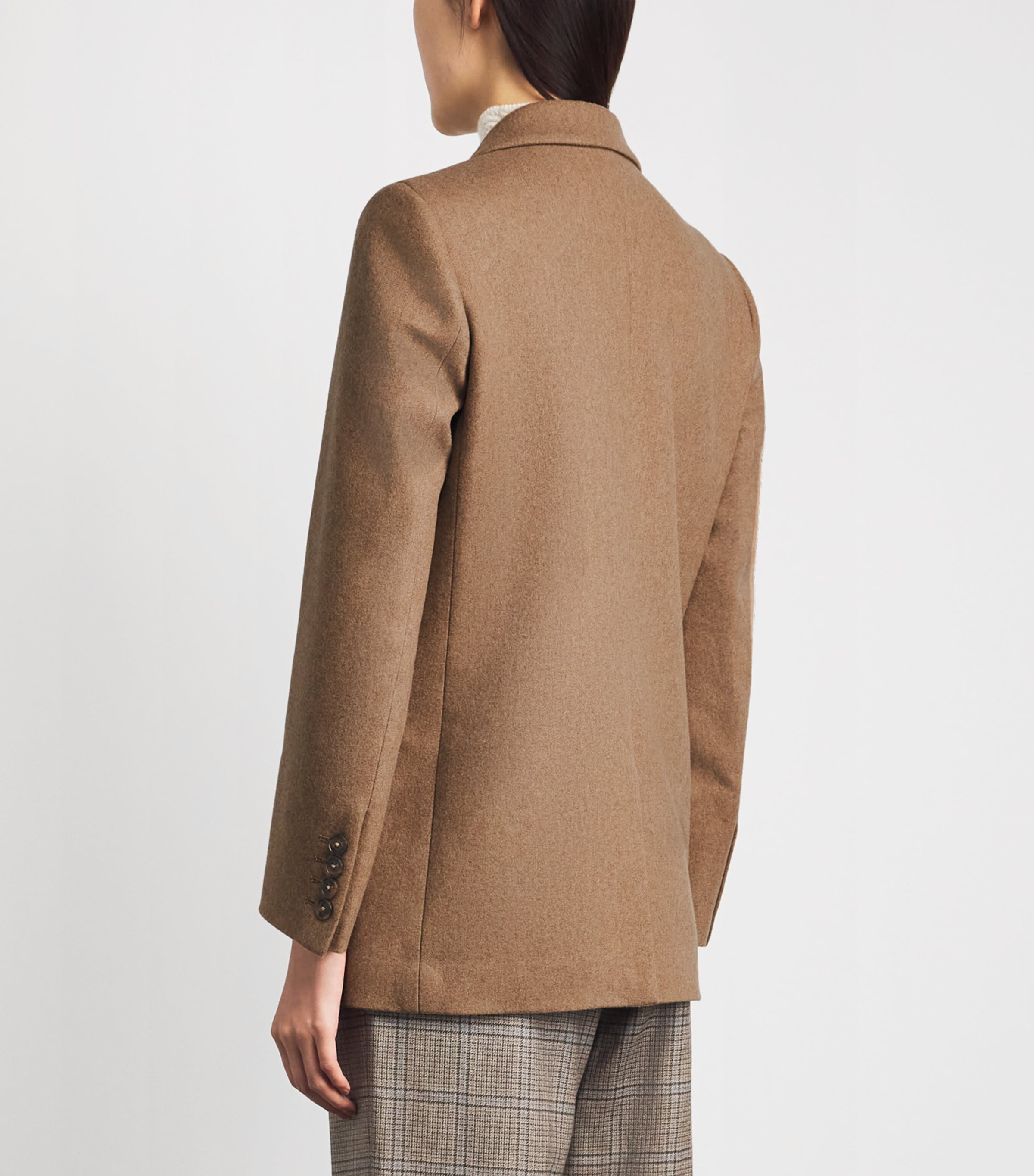 Blazé Milano Womens Virgin Wool-Cashmere Everyday Double-Breasted Blazer Camel Image 5