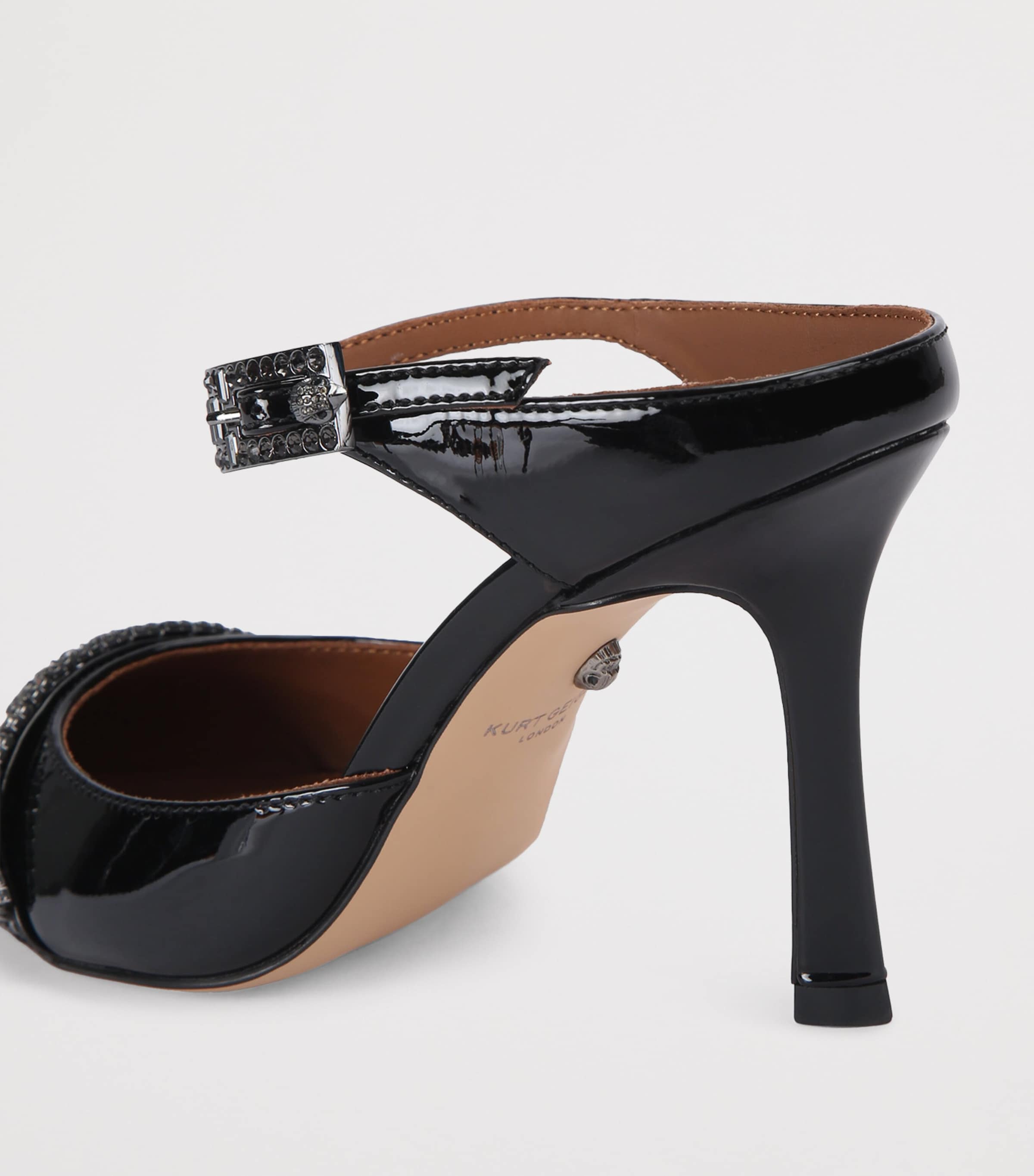 Patent Leather Embellished Strass Point Mules 90 BLACK Image 2