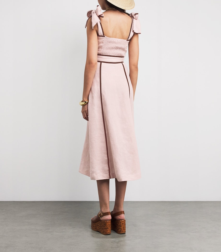 Linen Printed Ornella Midi Dress PINK Image 3