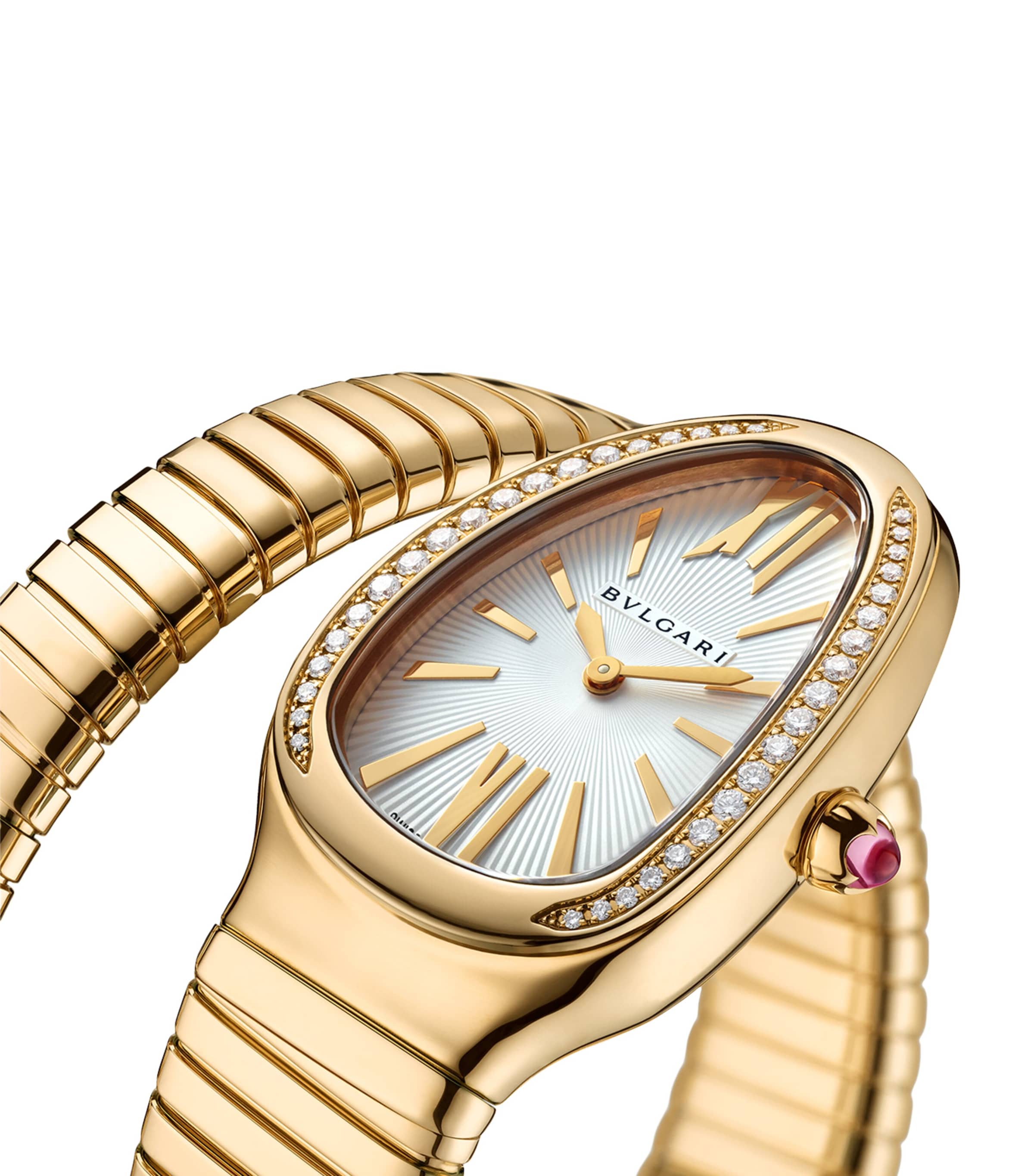Bvlgari Yellow Gold and Diamond Serpenti Tubogas Watch 35mm White Image 6