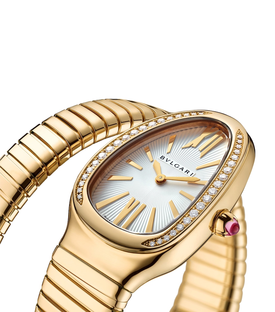 Bvlgari Yellow Gold and Diamond Serpenti Tubogas Watch 35mm White Image 6