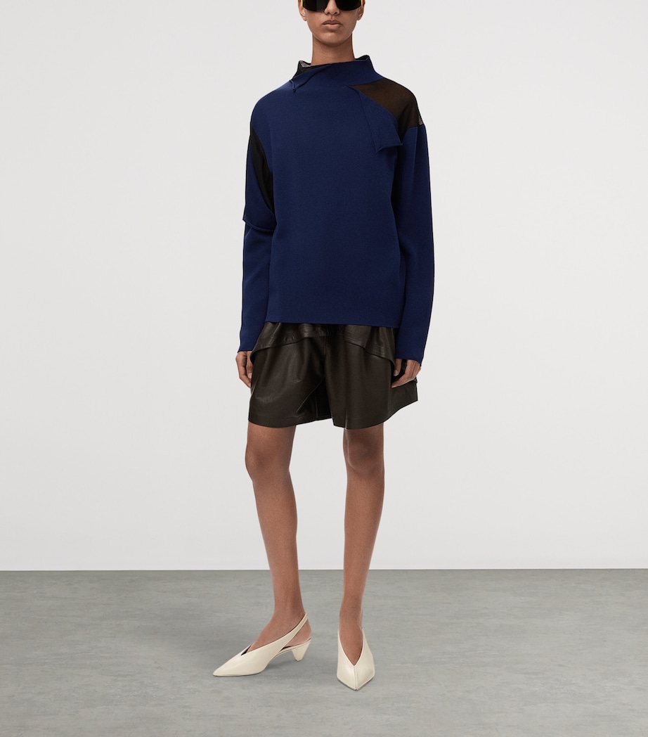 LOEWE Womens Draped Cut-Away Sweater Navy/black Image 2