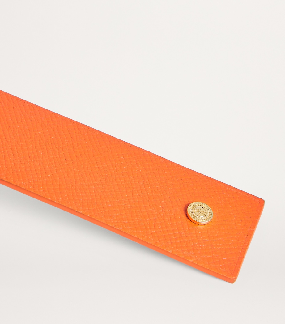 Leather Embossed-Logo Bookmark ORANGE Image 3