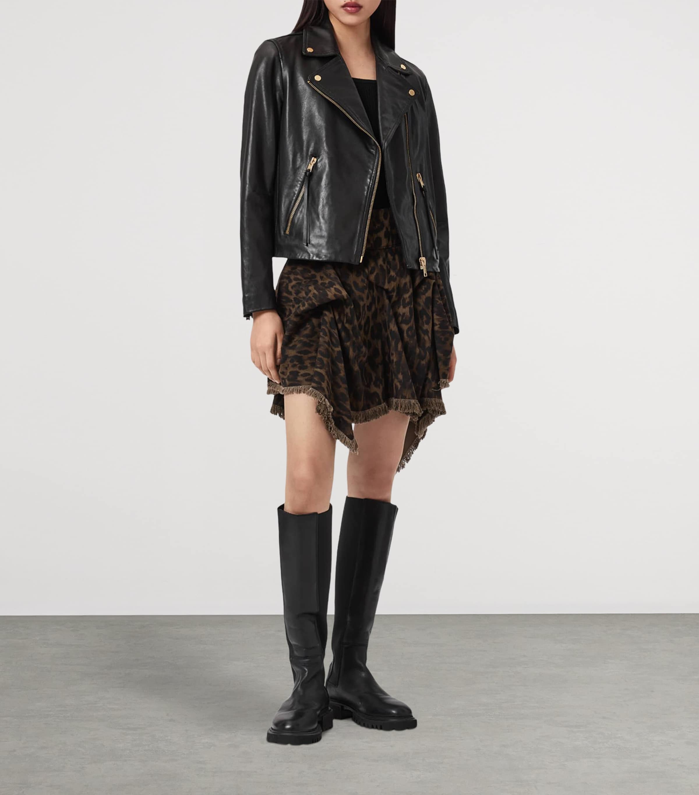 AllSaints Womens Denim Crissy Mini Skirt Leppo Brown Image 6