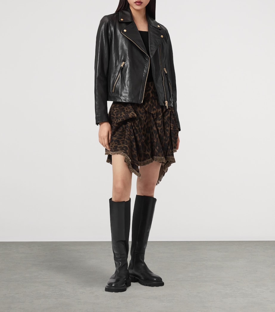 AllSaints Womens Denim Crissy Mini Skirt Leppo Brown Image 6