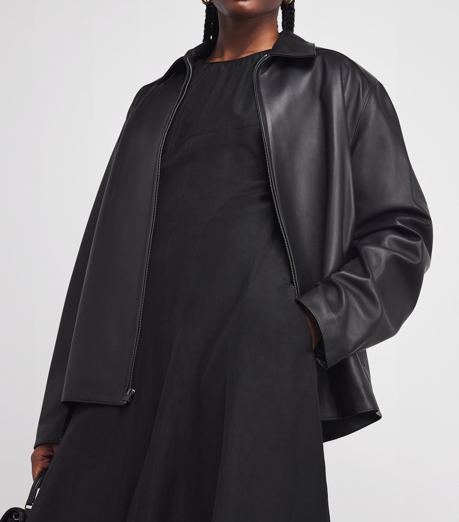 Balloon-Sleeve Midi Dress 001 BLACK Image 4