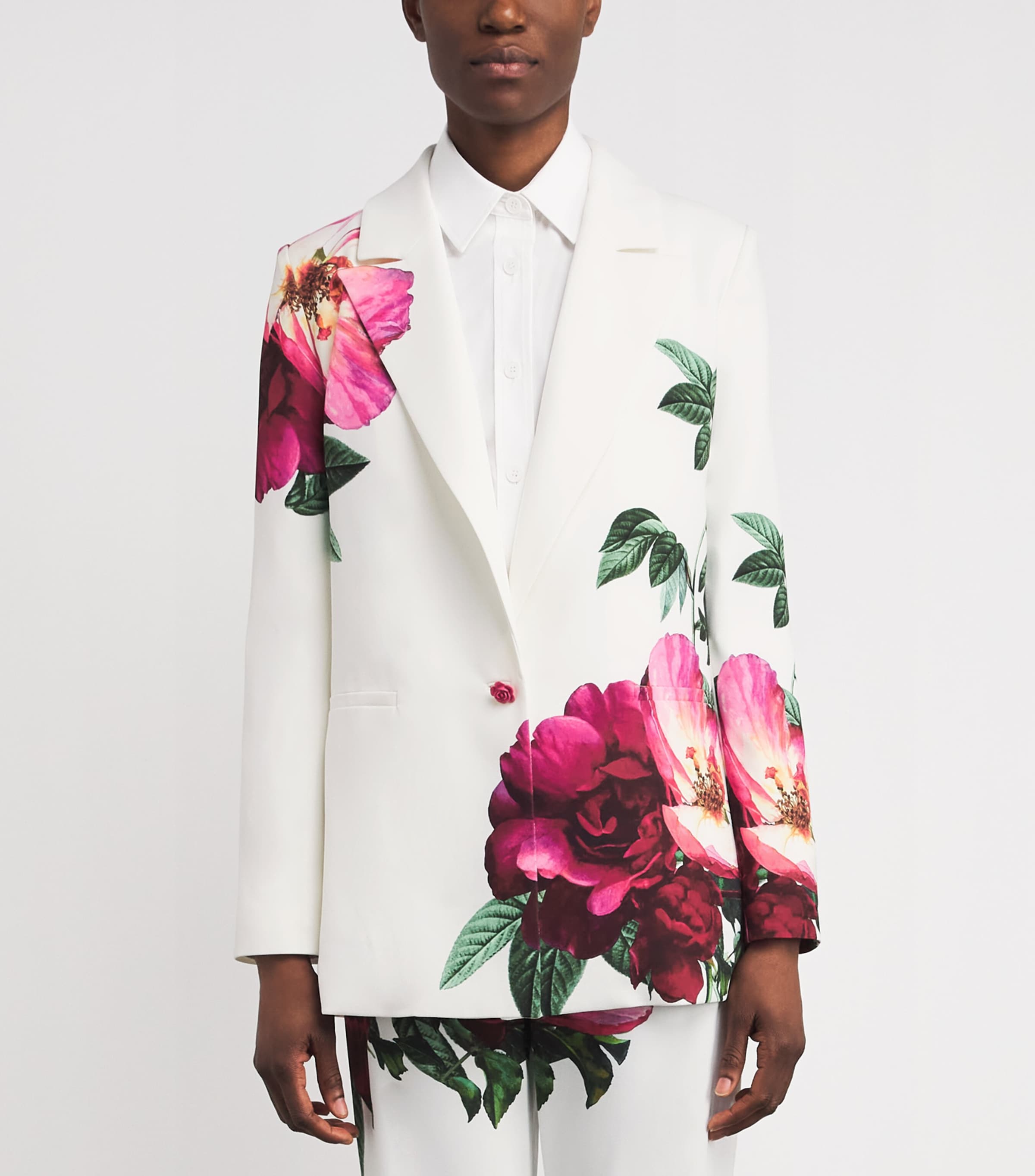 Alice+Olivia Womens Floral Print Danny Blazer O/white Image 4