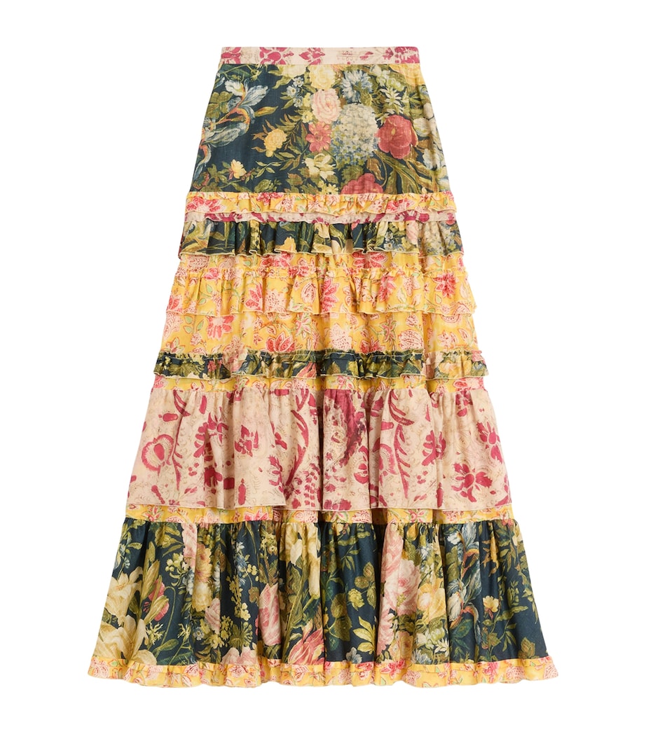 Valentino Womens Cotton Tiered Floral Print Skirt Image 1