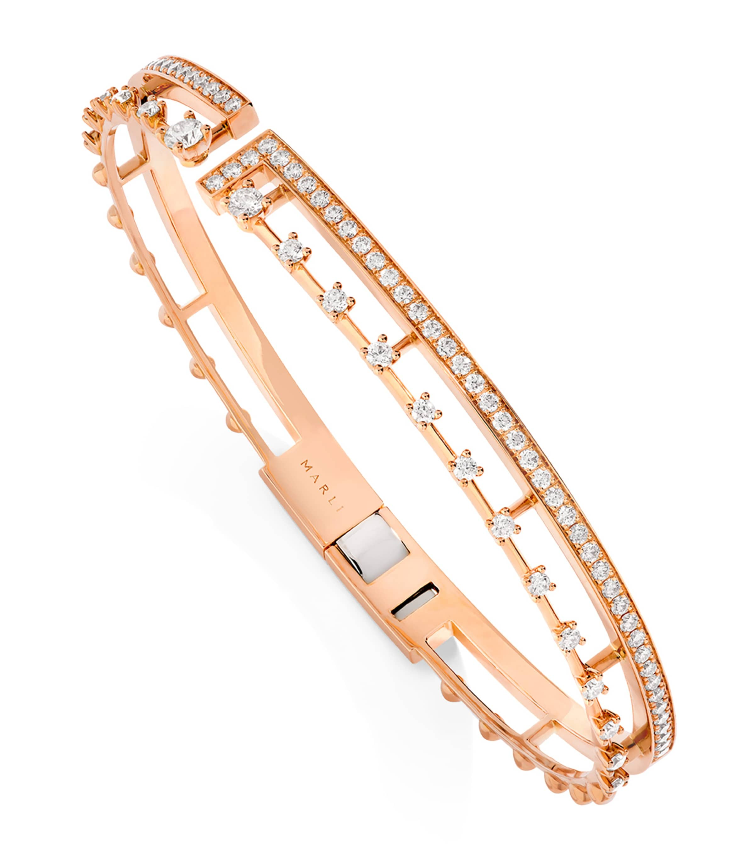 Marli New York Medium Rose Gold And Diamond Avenues Bangle