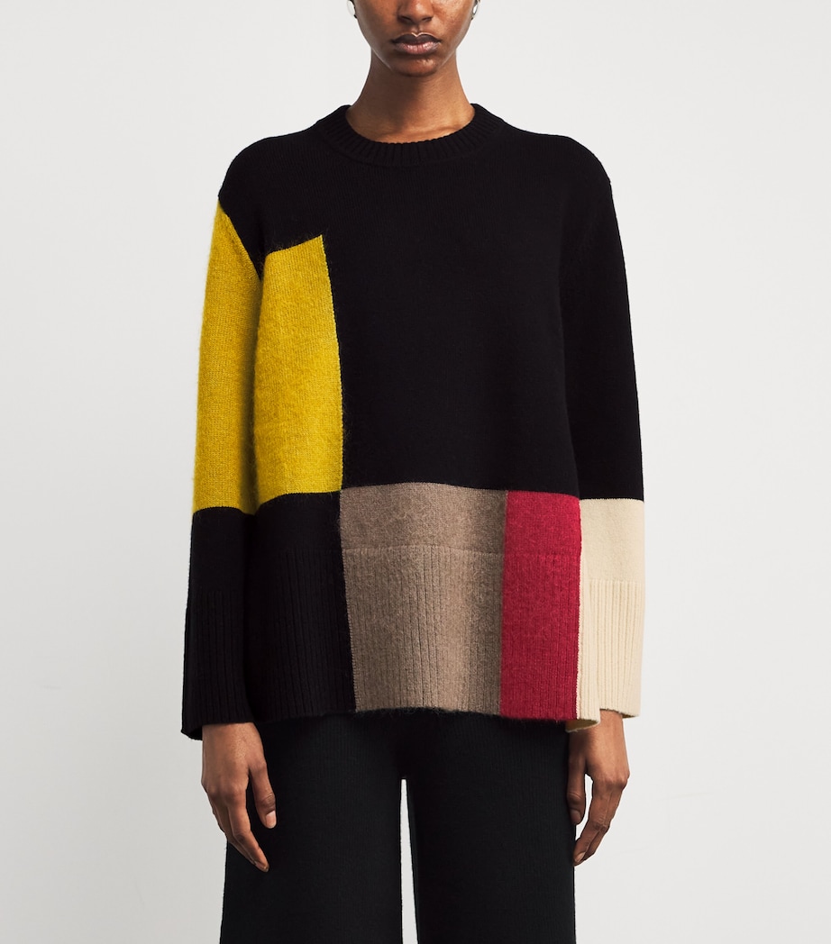 Wool-Blend Overlay Sweater SMOKE COMBO Image 3