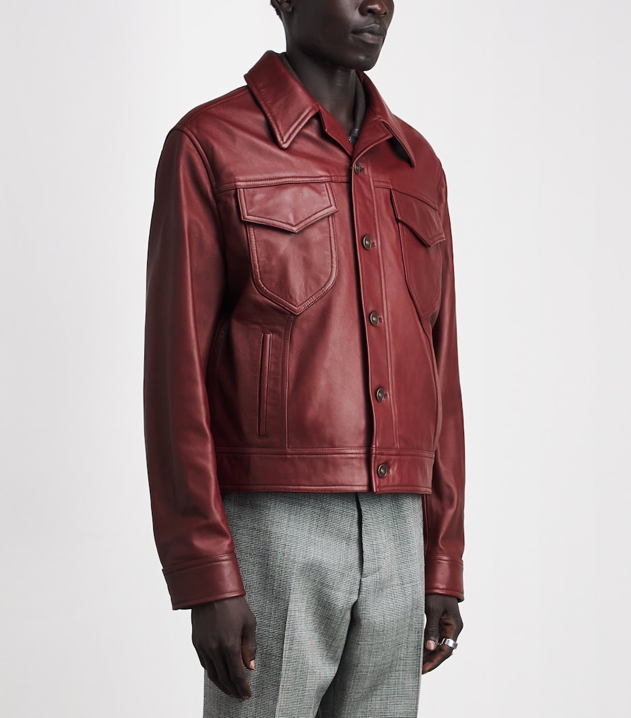 AMIRI Mens Vintage-Cut Leather Jacket Brick Image 4