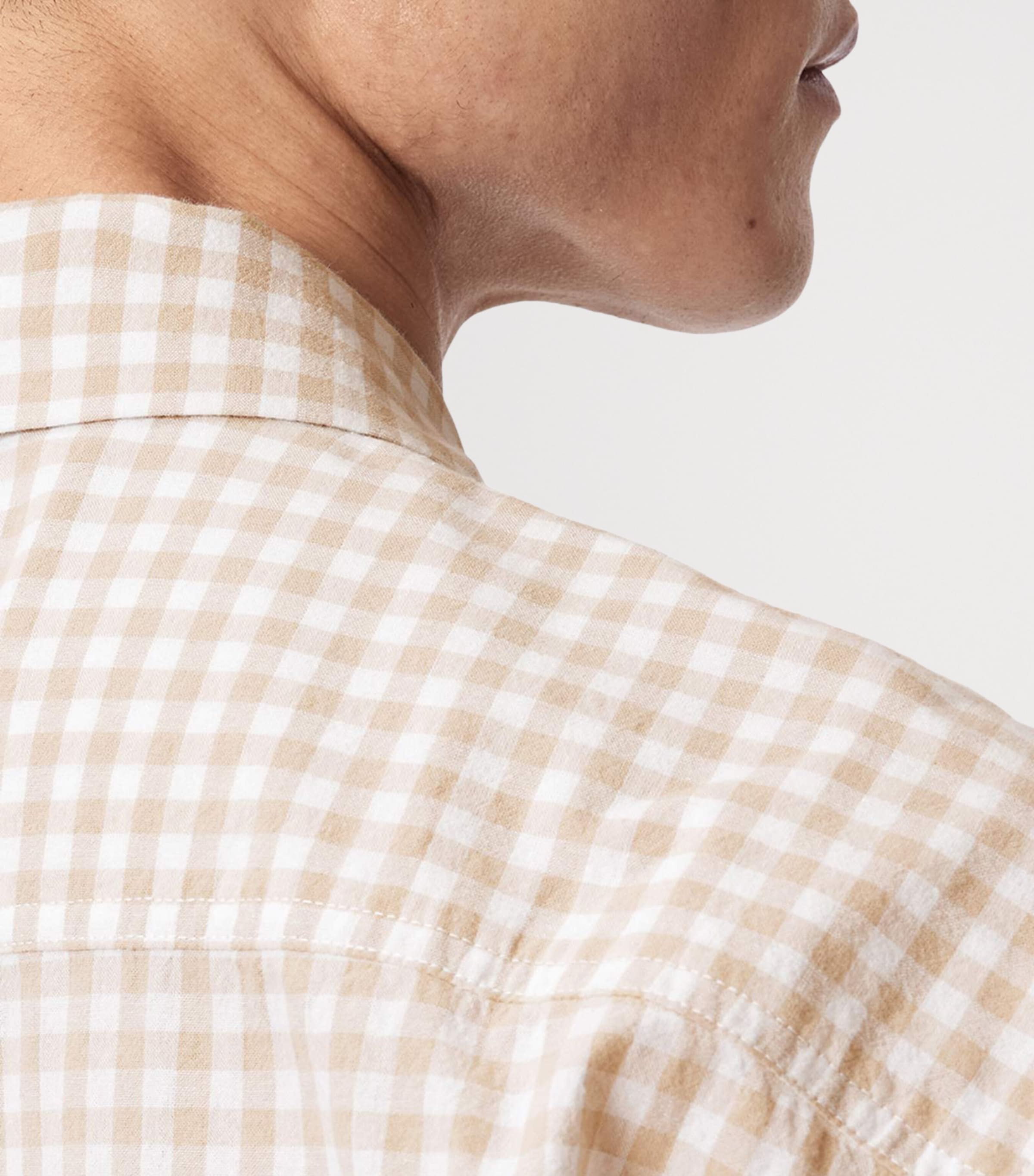 AllSaints Mens Organic Cotton Check Rockland Shirt Desert Yellow Image 6
