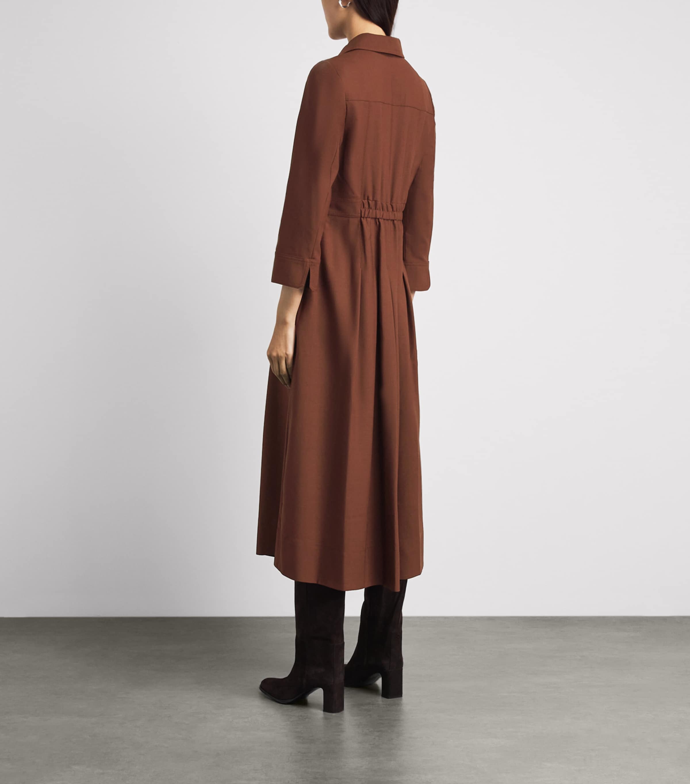 ME+EM Womens Zipped Fit and Flare Midi Dress Deep Pecan Brown Image 5