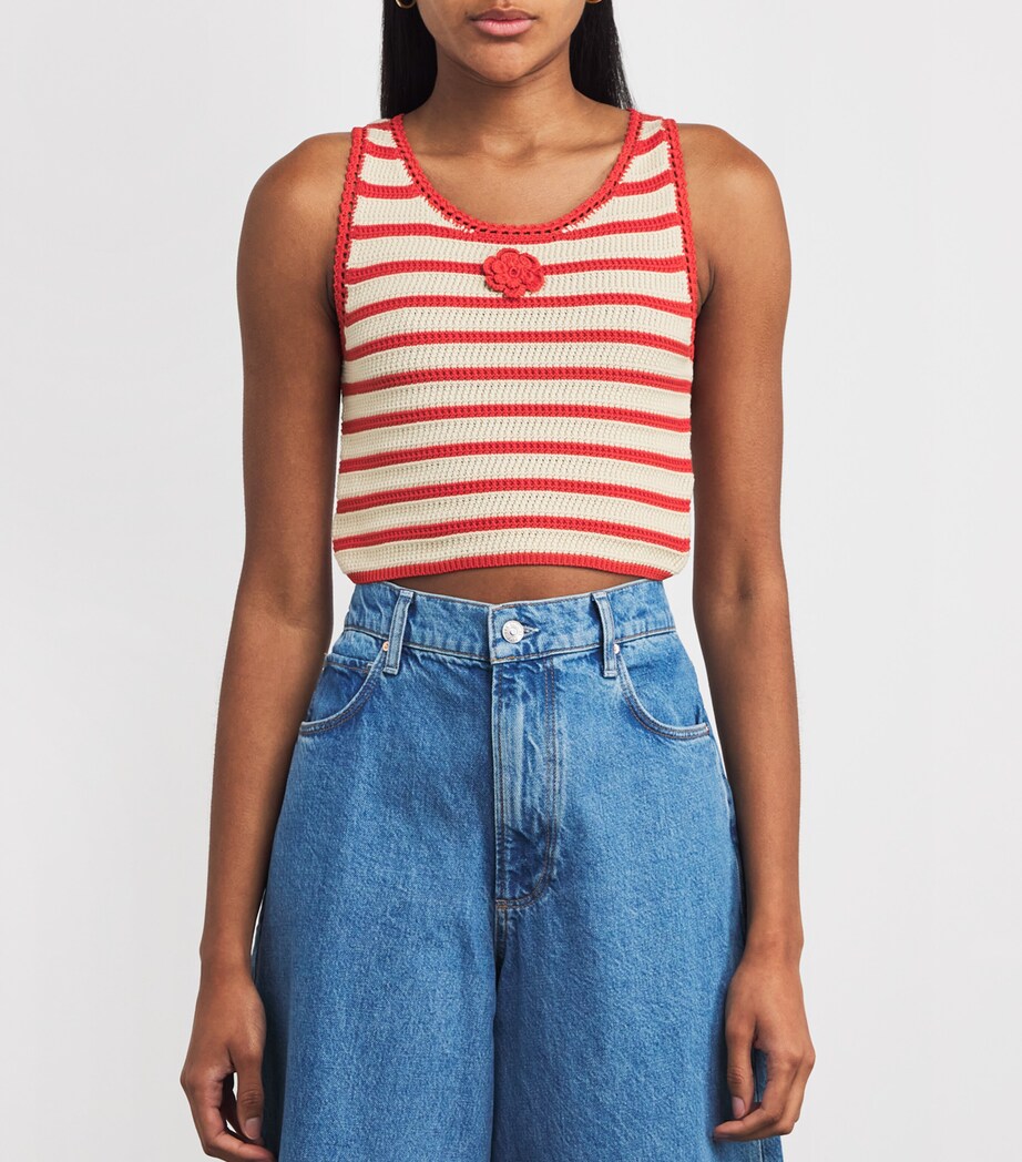 Cotton Crochet Crop Top CORAL Image 3