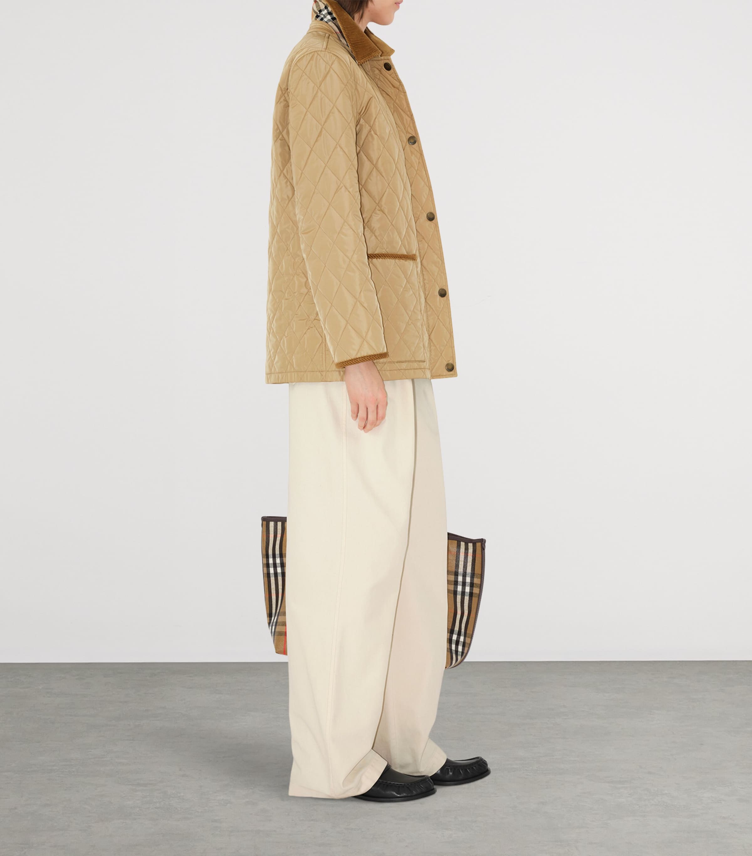 Quilted Barn Jacket FLAX/SAND IP CHECK Image 4