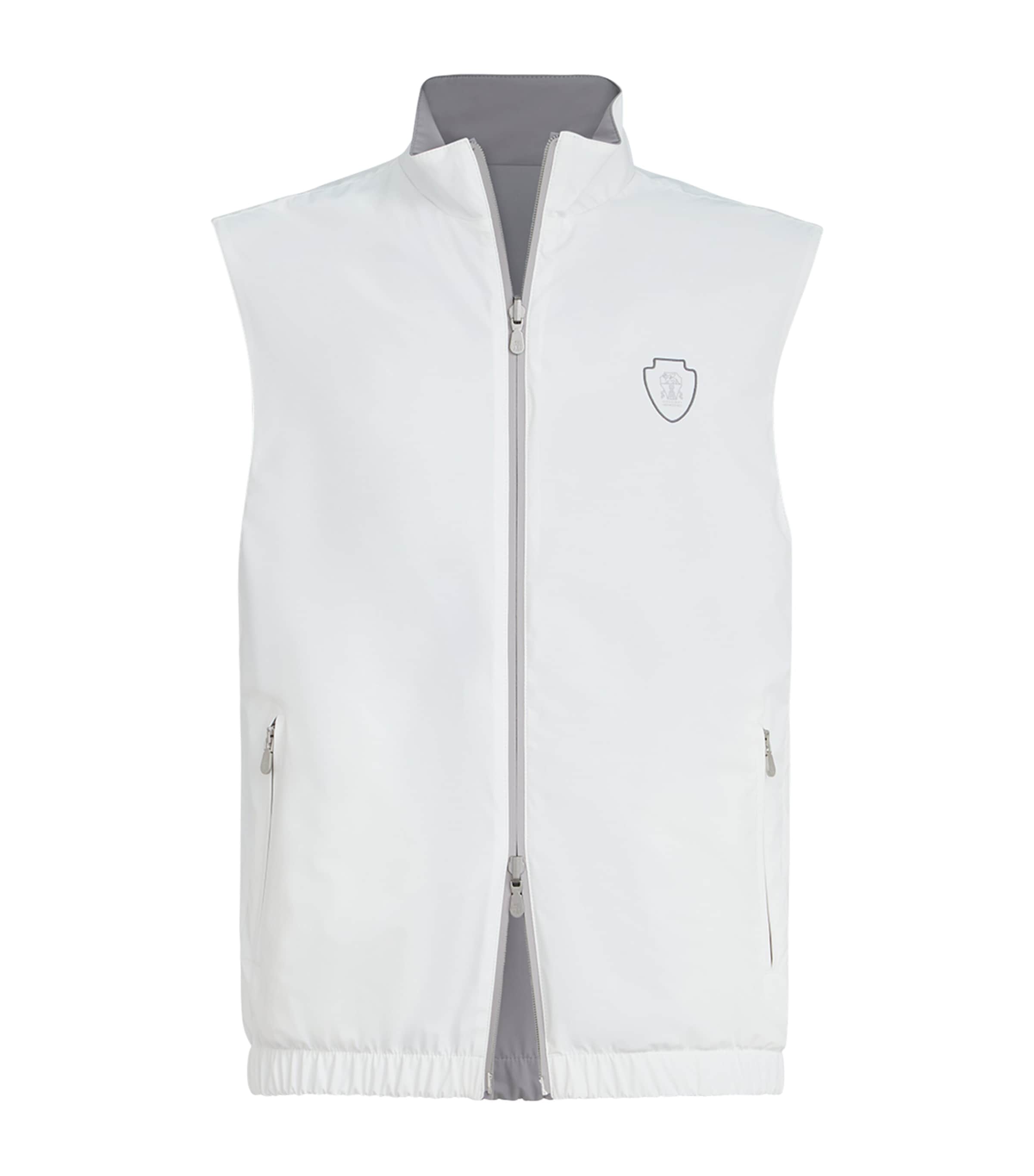 Brunello Cucinelli Technical Crest Reversible Gilet In White