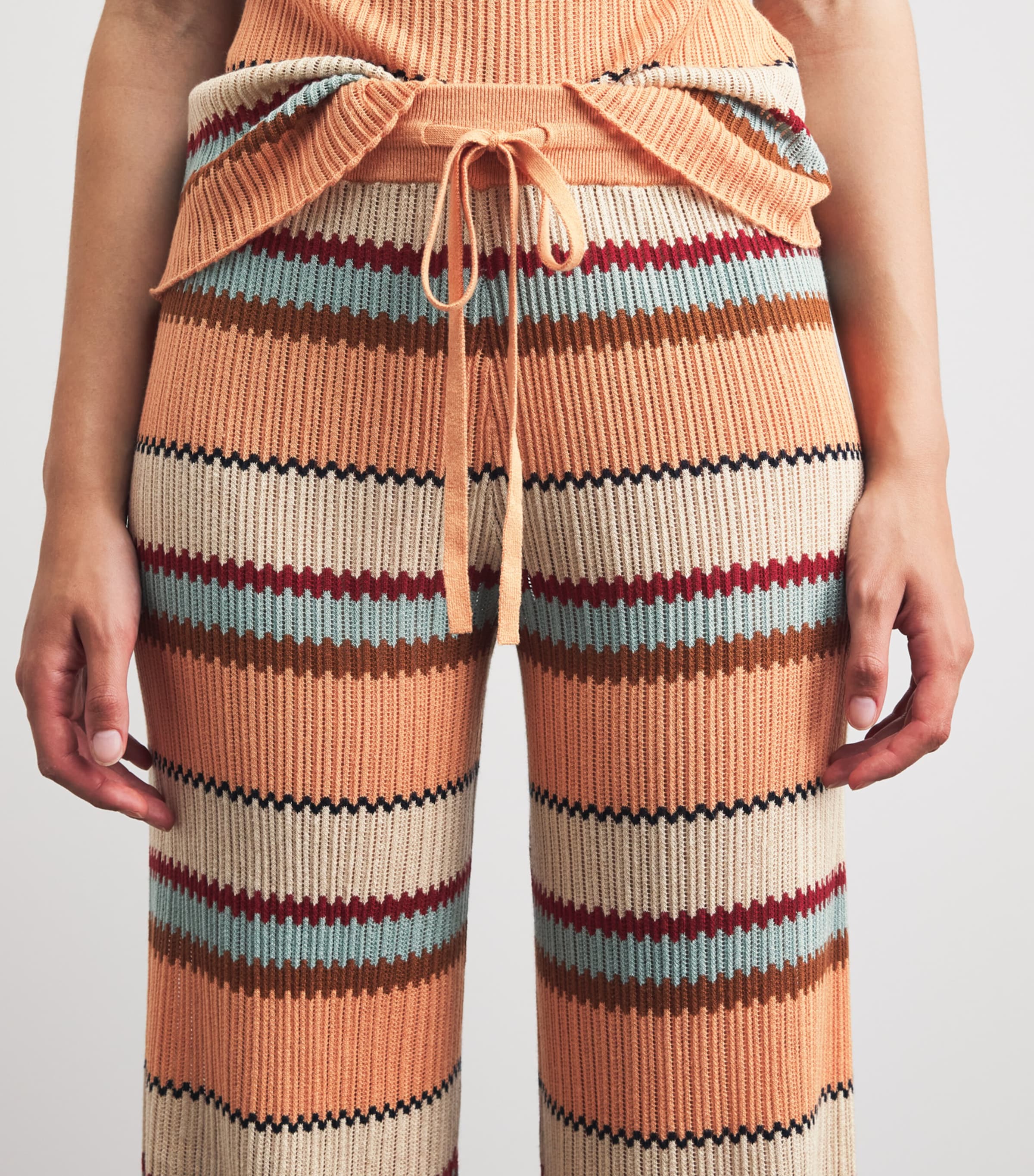 Guest In Residence Womens Linen-Silk Stripe Palazzo Trousers Nectar Combo Nctrco Image 3