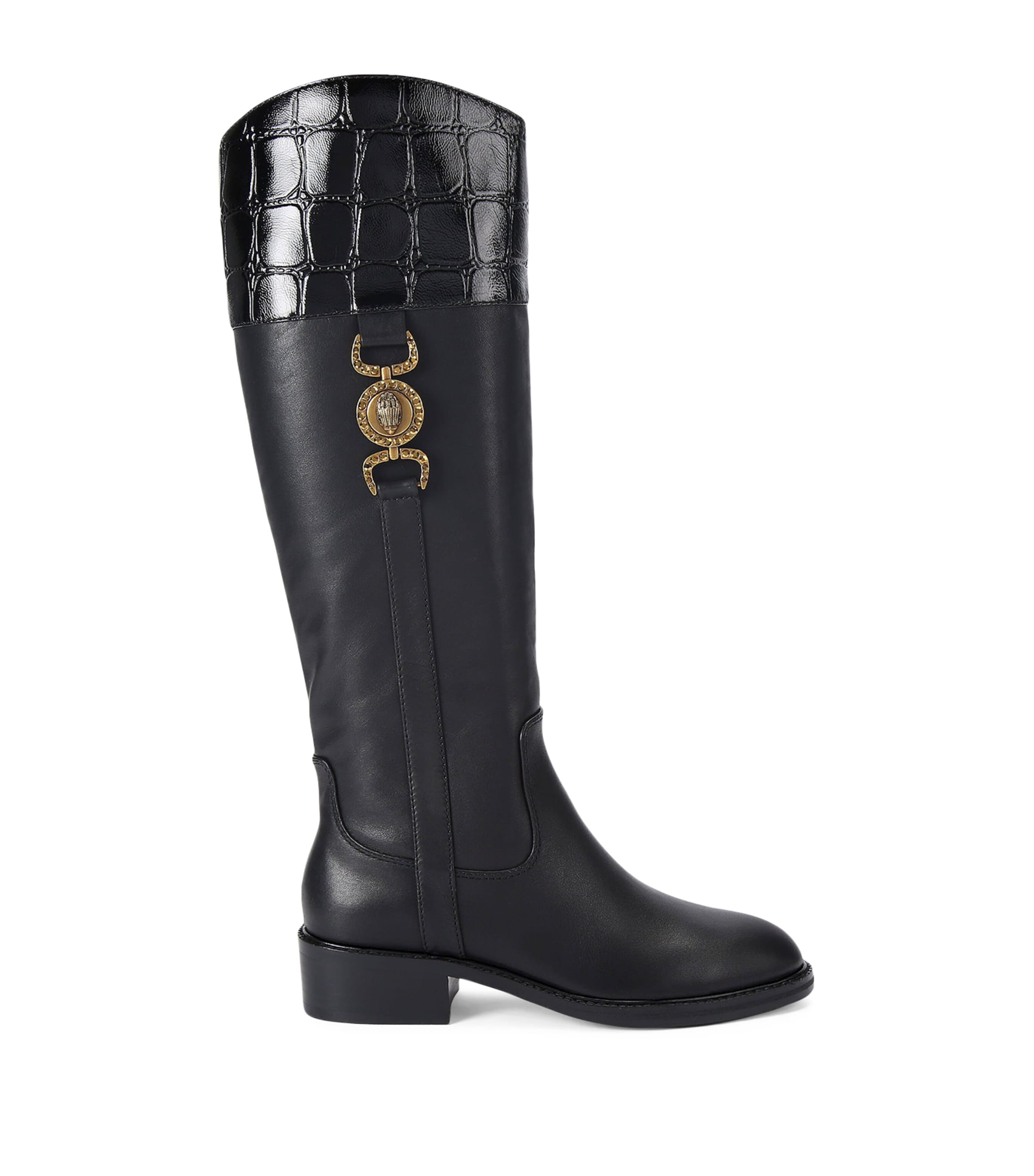 Kurt Geiger Leather Mansion Knee-high Boots In Black