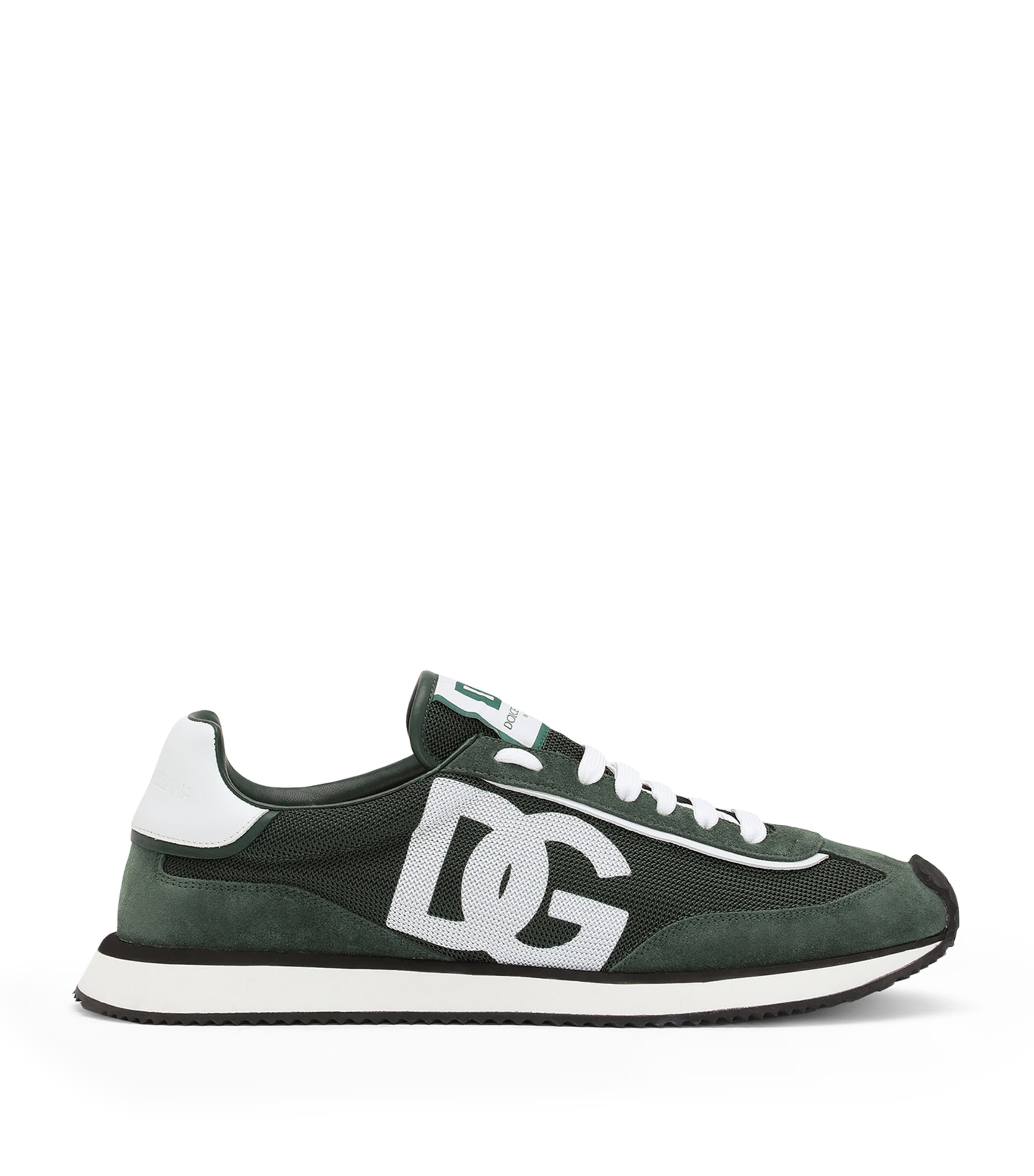 Dolce & Gabbana Multicolor Suede And Mesh Dg Aria Sneakers In Green