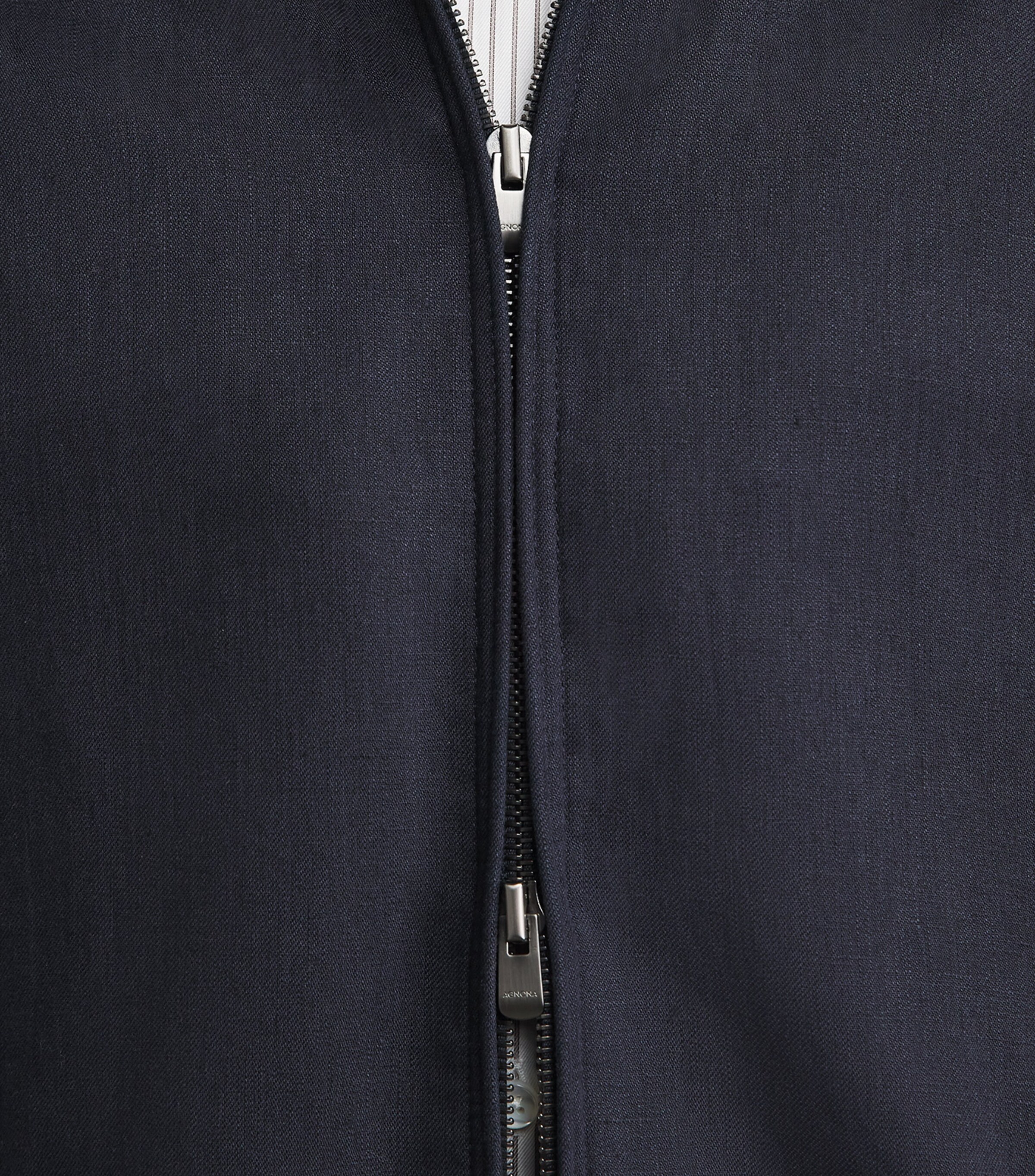 Agnona Mens Linen Bomber Jacket Dark Blue Navy Image 3