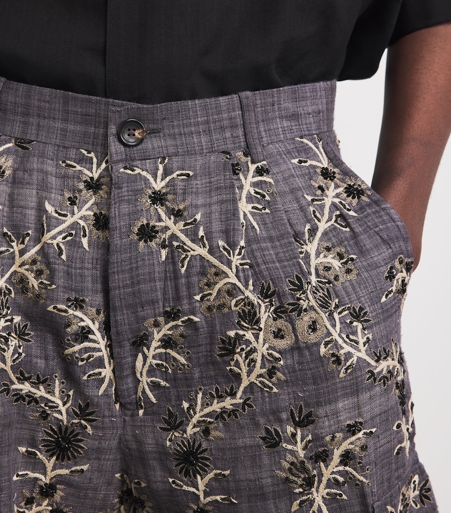 Kartik Research Mens Silk Embroidered Shorts Charcoal/black Image 3