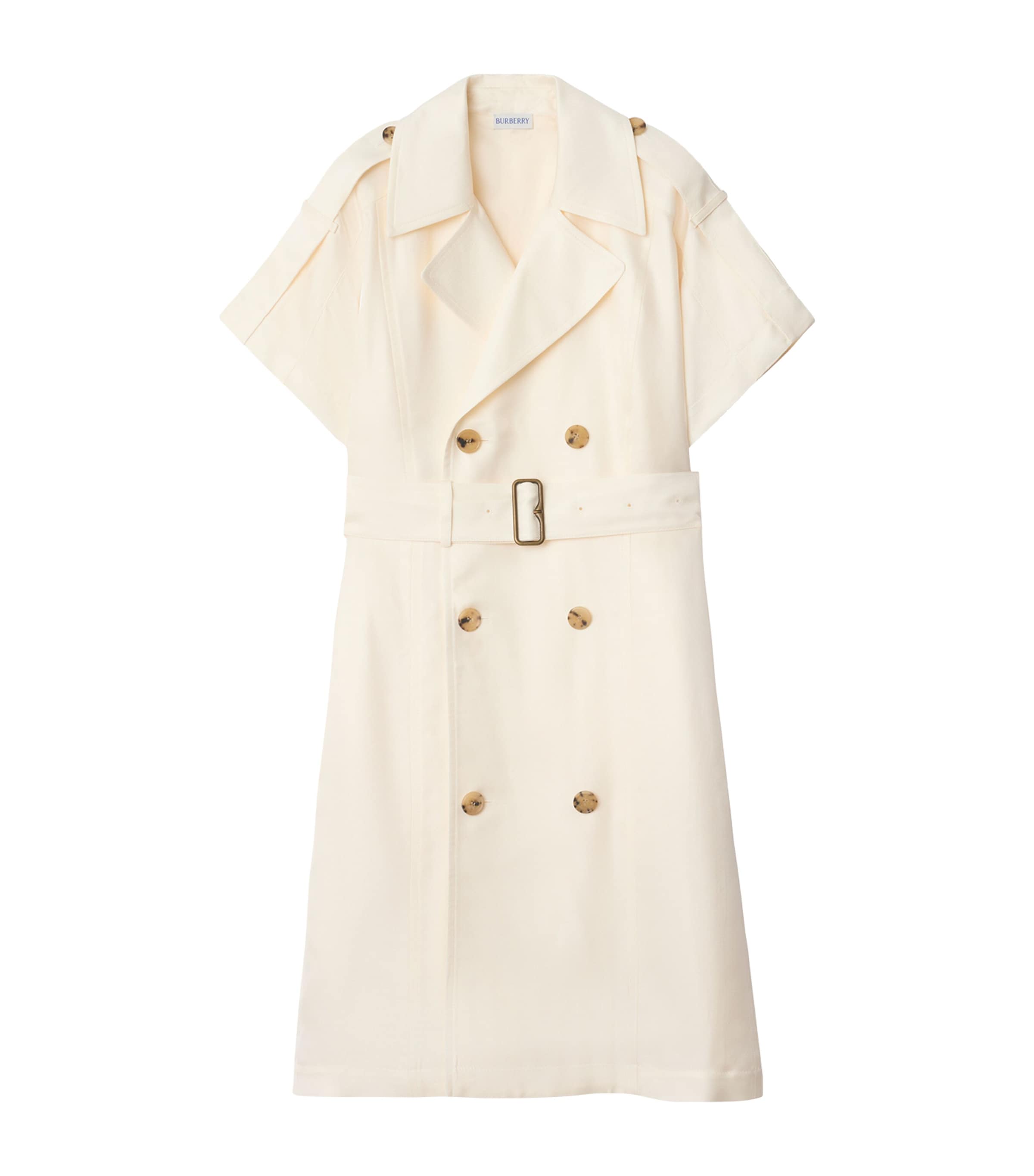 Burberry Trench Dress Viscose Belted Double-breasted Epaulettes In Neutral