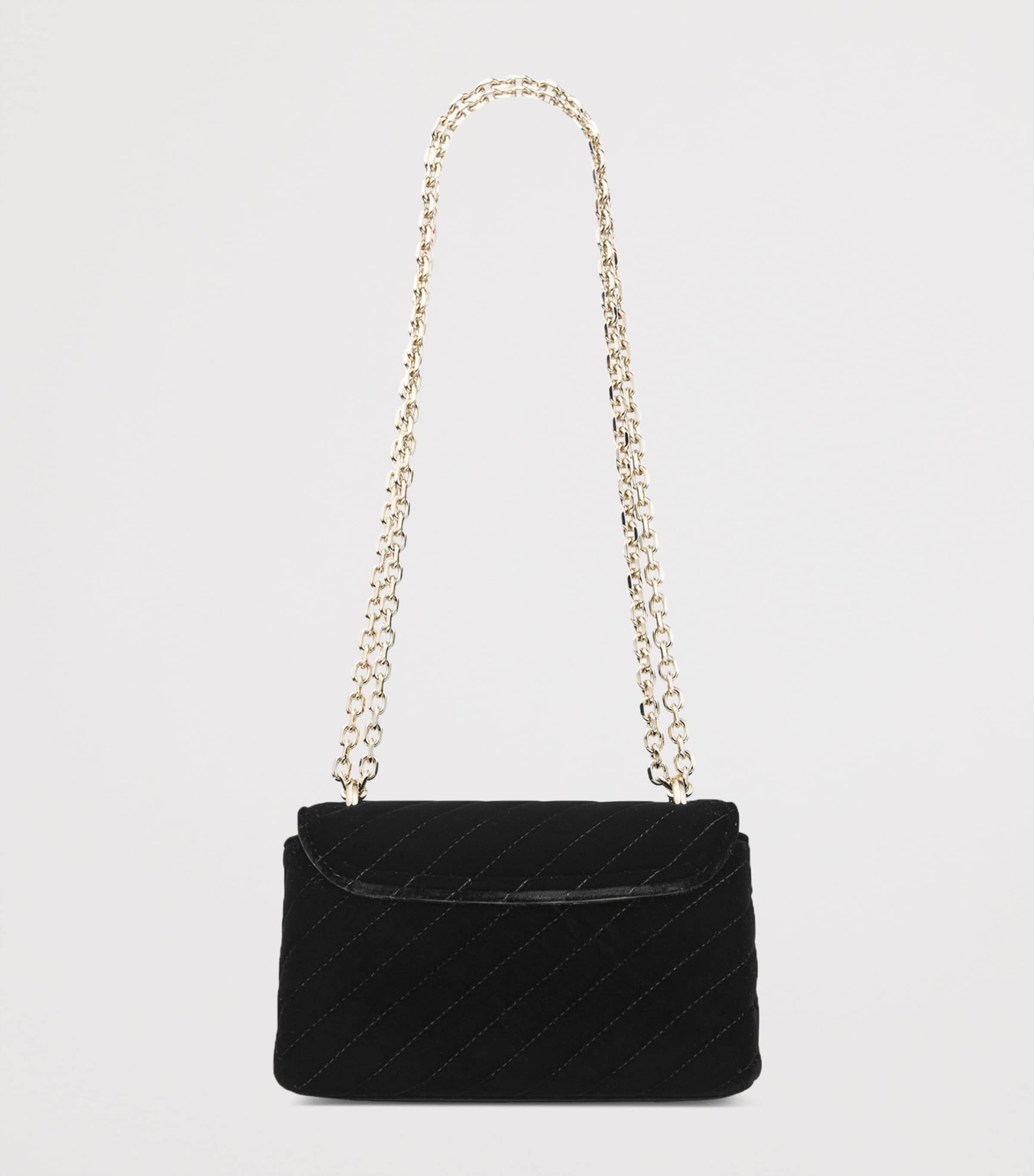 Small Curve Velvet Cross-Body Bag BLACK/SHINY GOLD Image 5