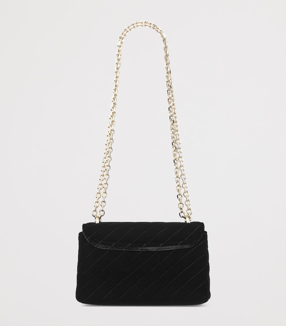 Small Curve Velvet Cross-Body Bag BLACK/SHINY GOLD Image 4