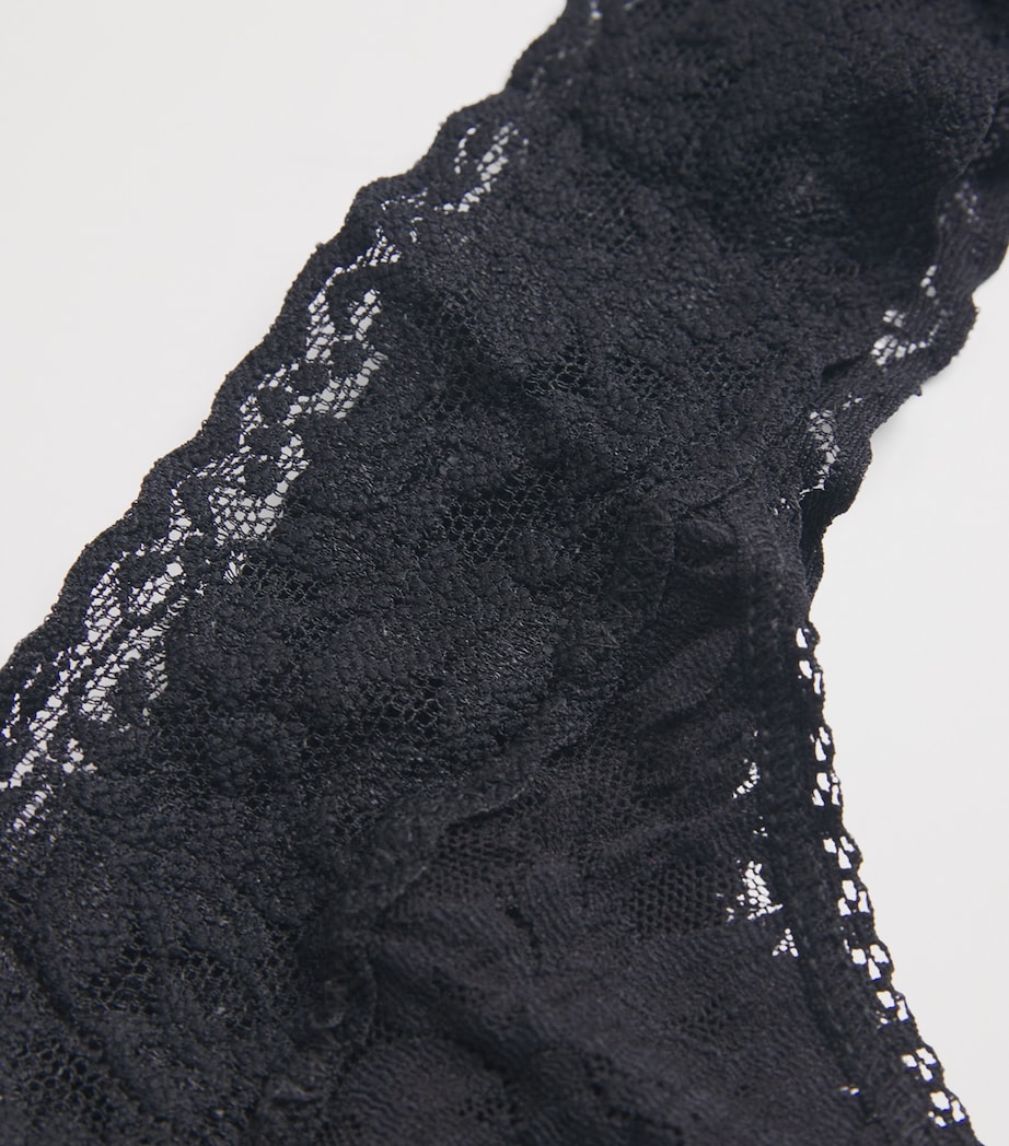 Lace Low-Rise Thongs (Pack of 3) 33 BLACK Image 4