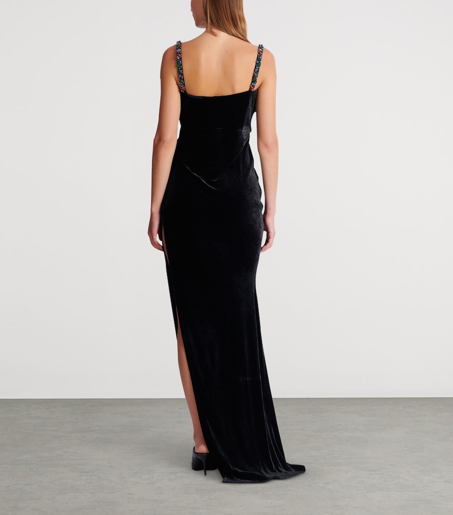 Velvet Embellished Gown EAH NOIR/MULTICO Image 6