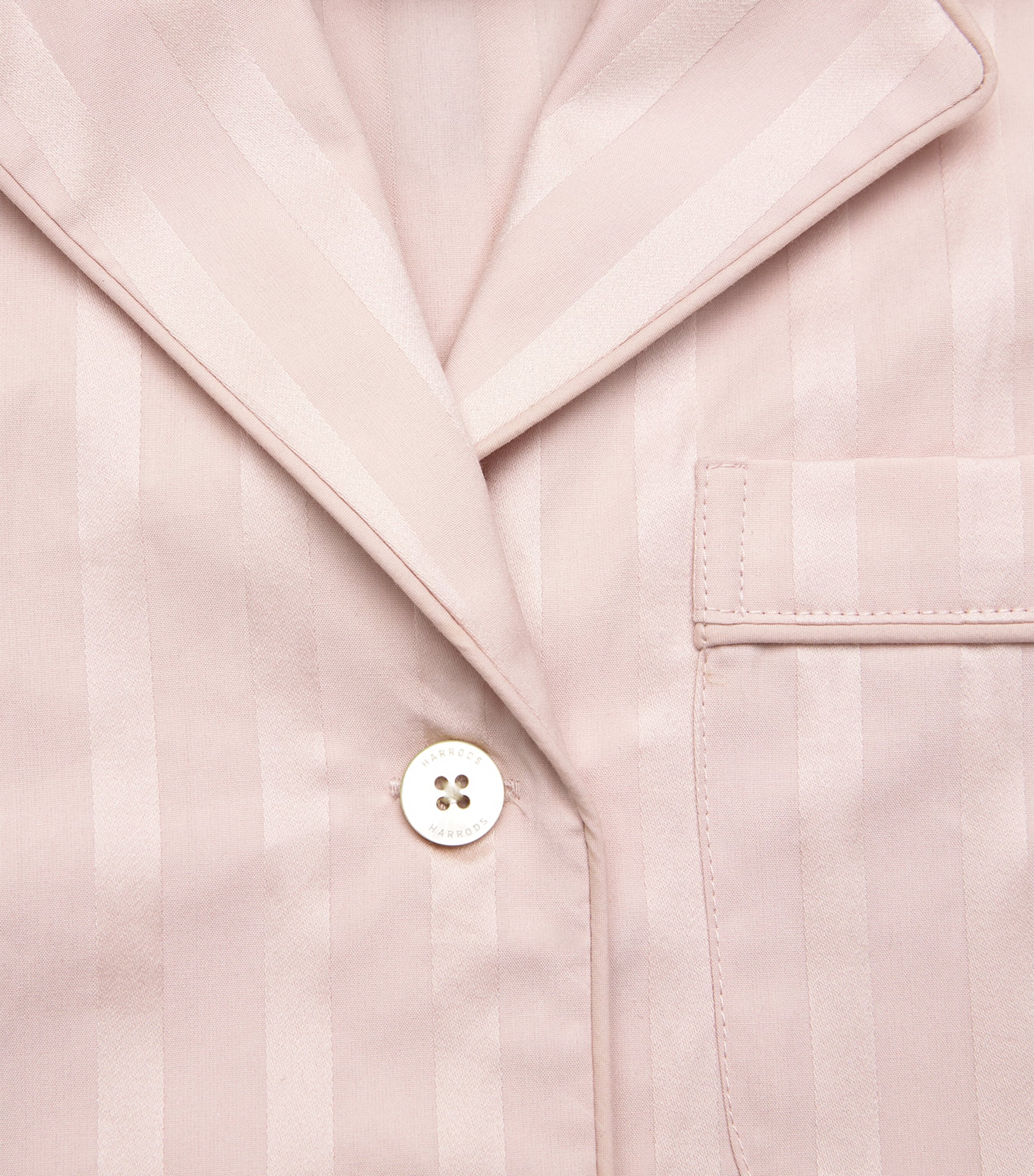 Harrods Womens Cotton Stripe Short Pyjama Set Pink Image 5