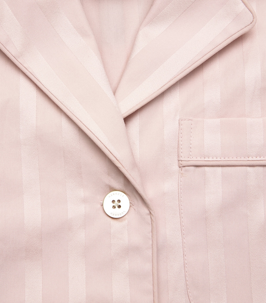 Harrods Womens Cotton Stripe Short Pyjama Set Pink Image 5