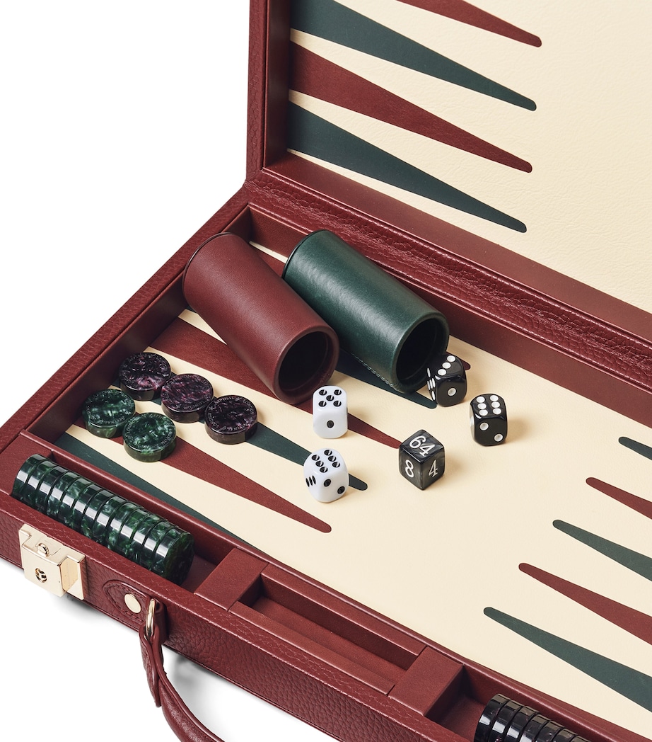 15-Inch Pebbled Leather Backgammon Set MERLOT Image 6