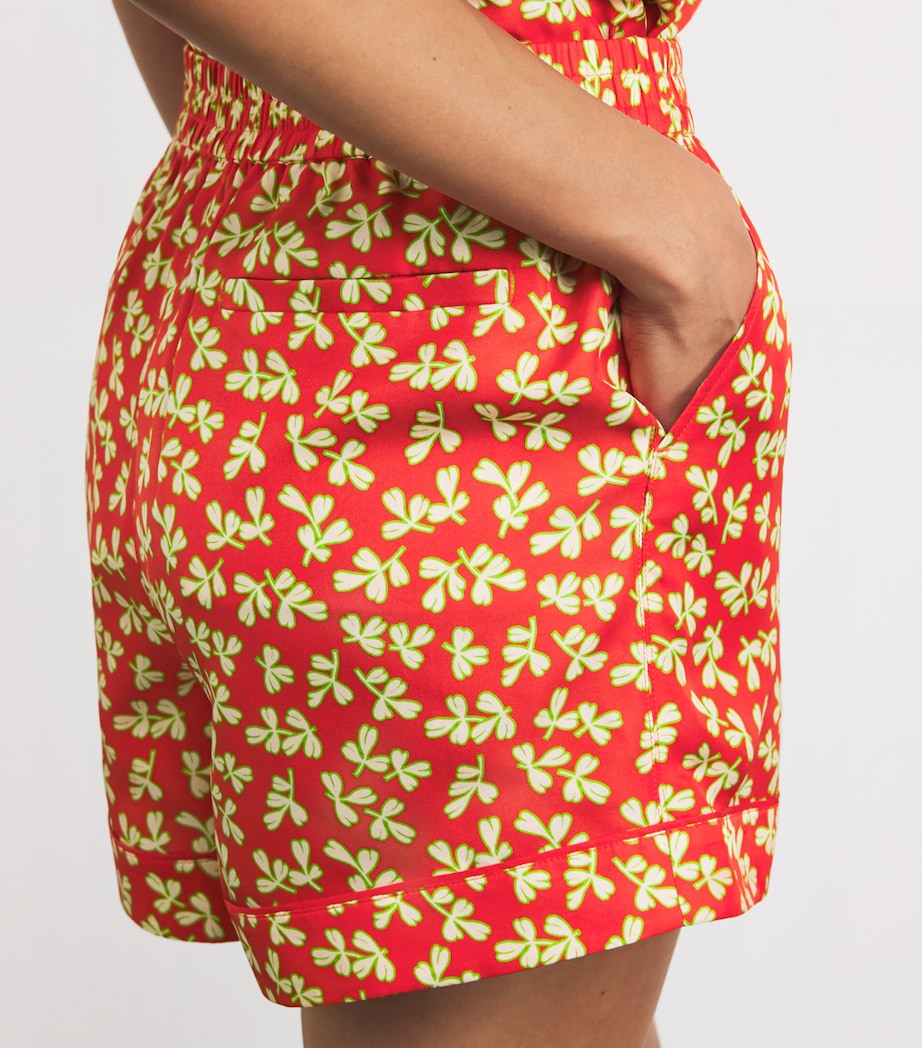 Silk Leaf Print Shorts RED LITTLE LEAVES Image 6