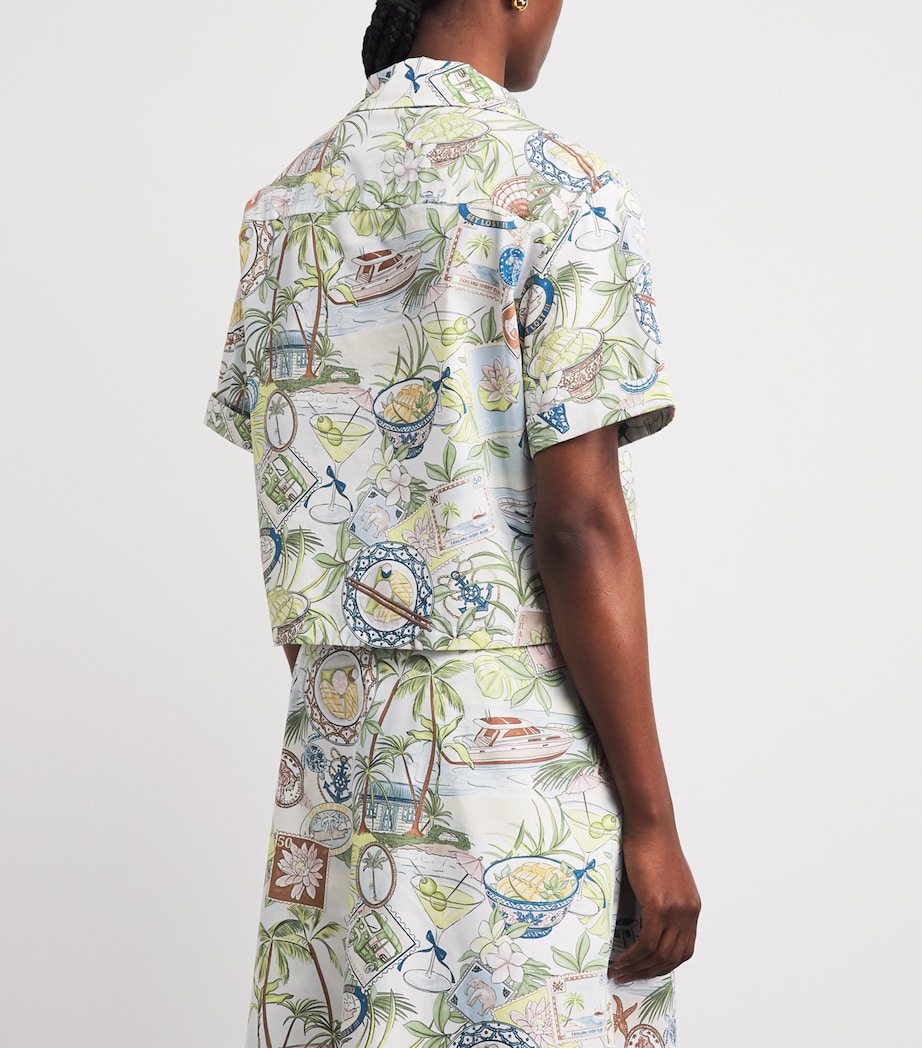 Maje Womens Cotton Postcard Print Shirt Postcard Print Image 5