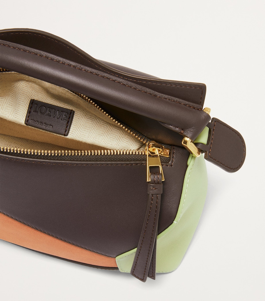 LOEWE Small Leather Puzzle Edge Top-Handle Bag Chocolate/tan Image 6