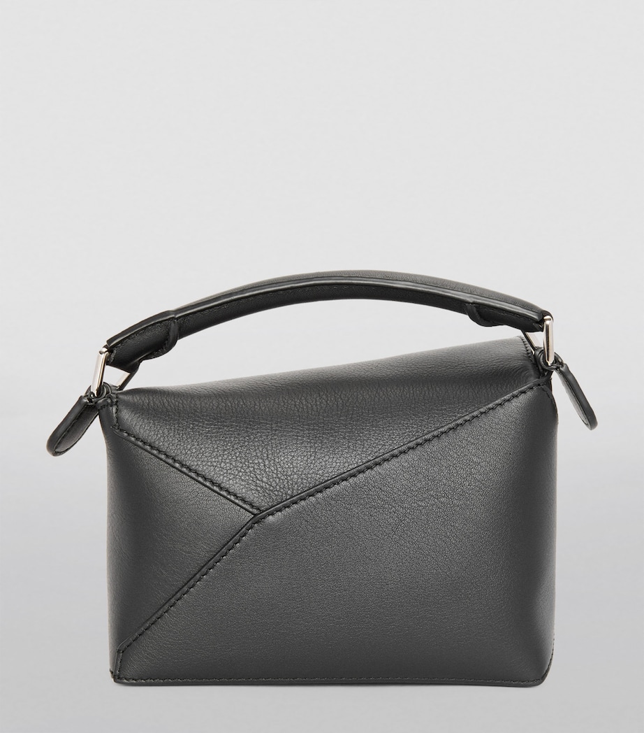 Mini Leather Puzzle Edge Top-Handle Bag BLACK Image 6