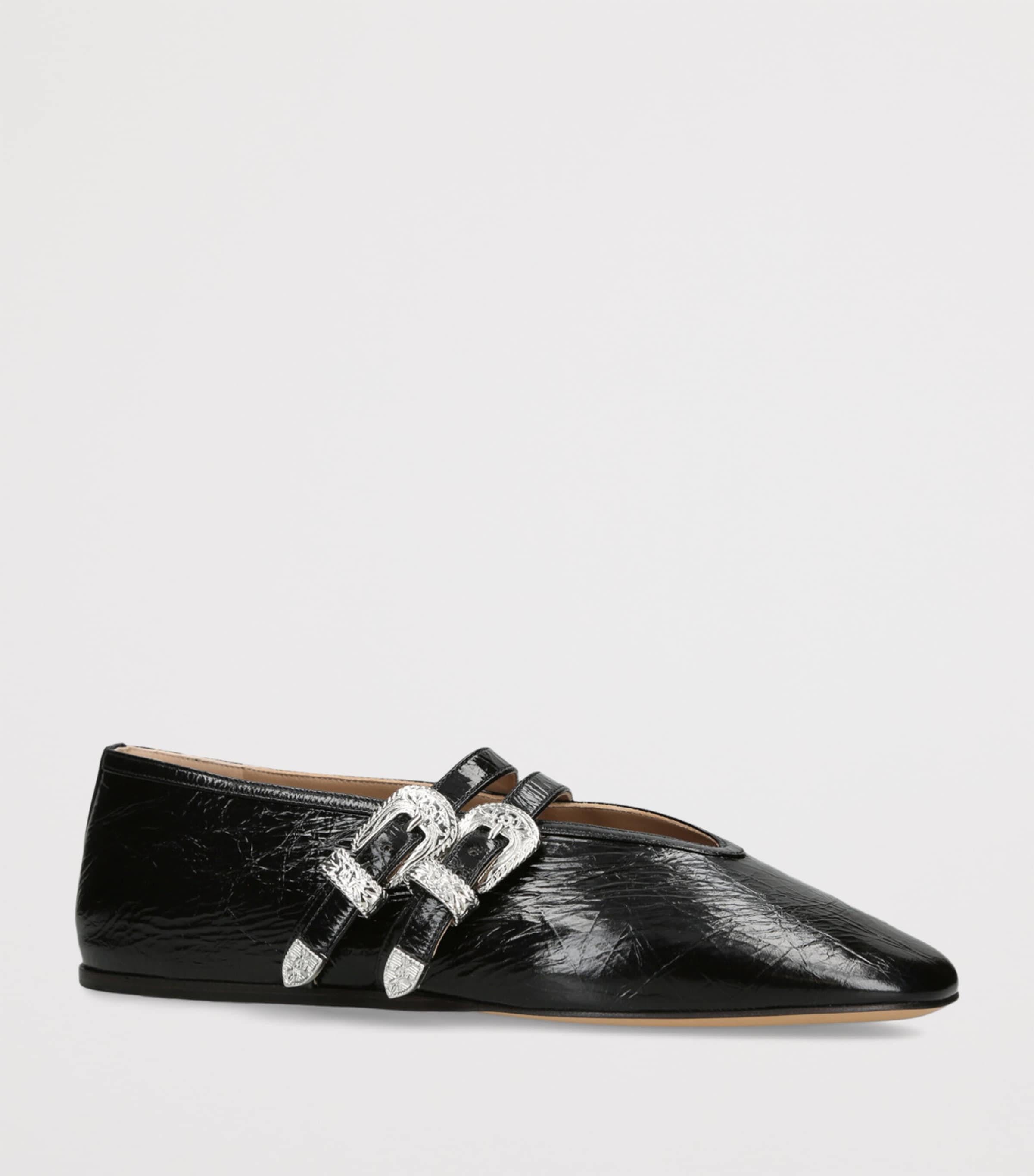 Naplack Leather Claudie Ballet Flats BLACK Image 3