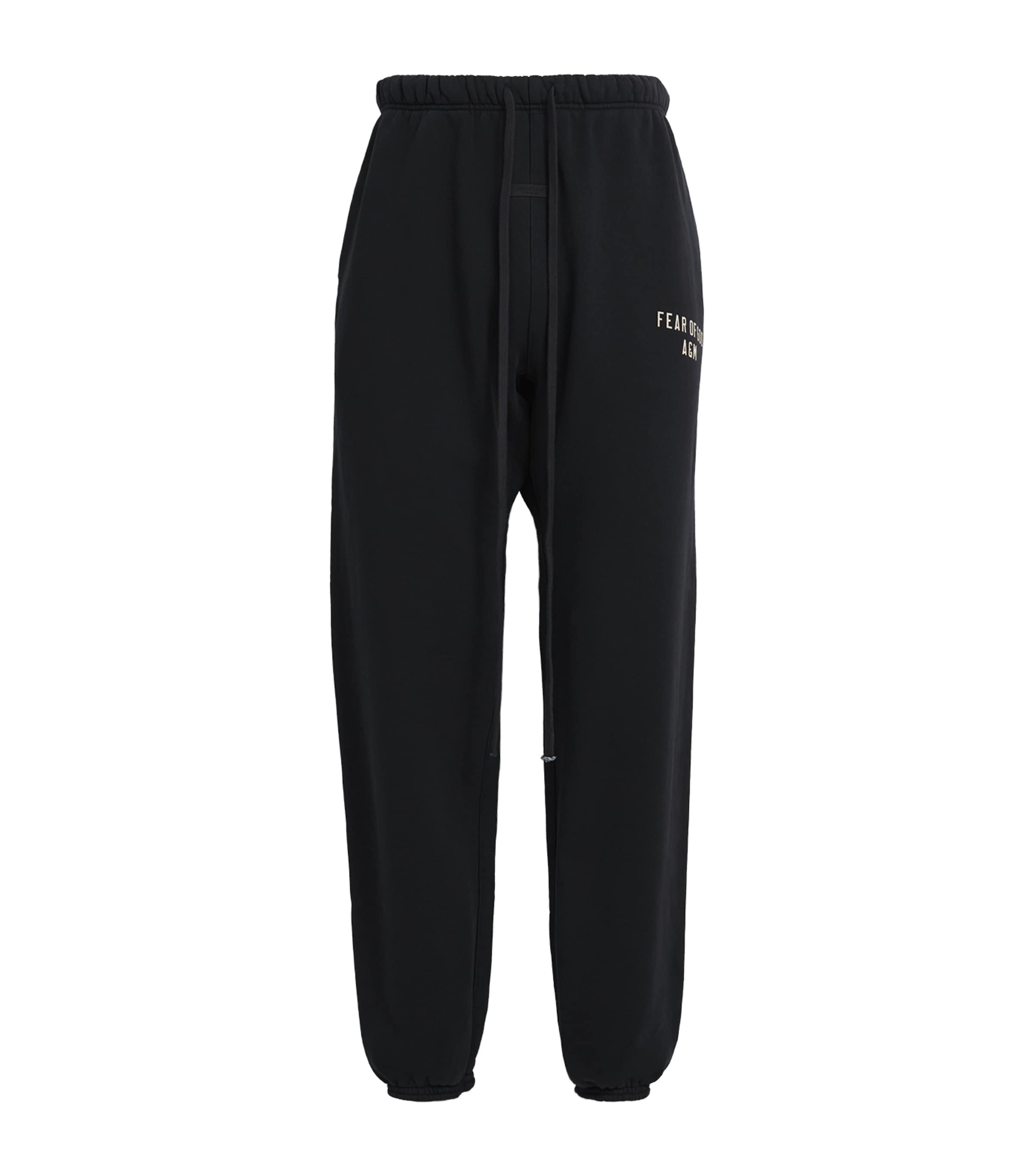 FEAR OF GOD ESSENTIALS Mens Cotton-Blend Logo Sweatpants Black Image 1