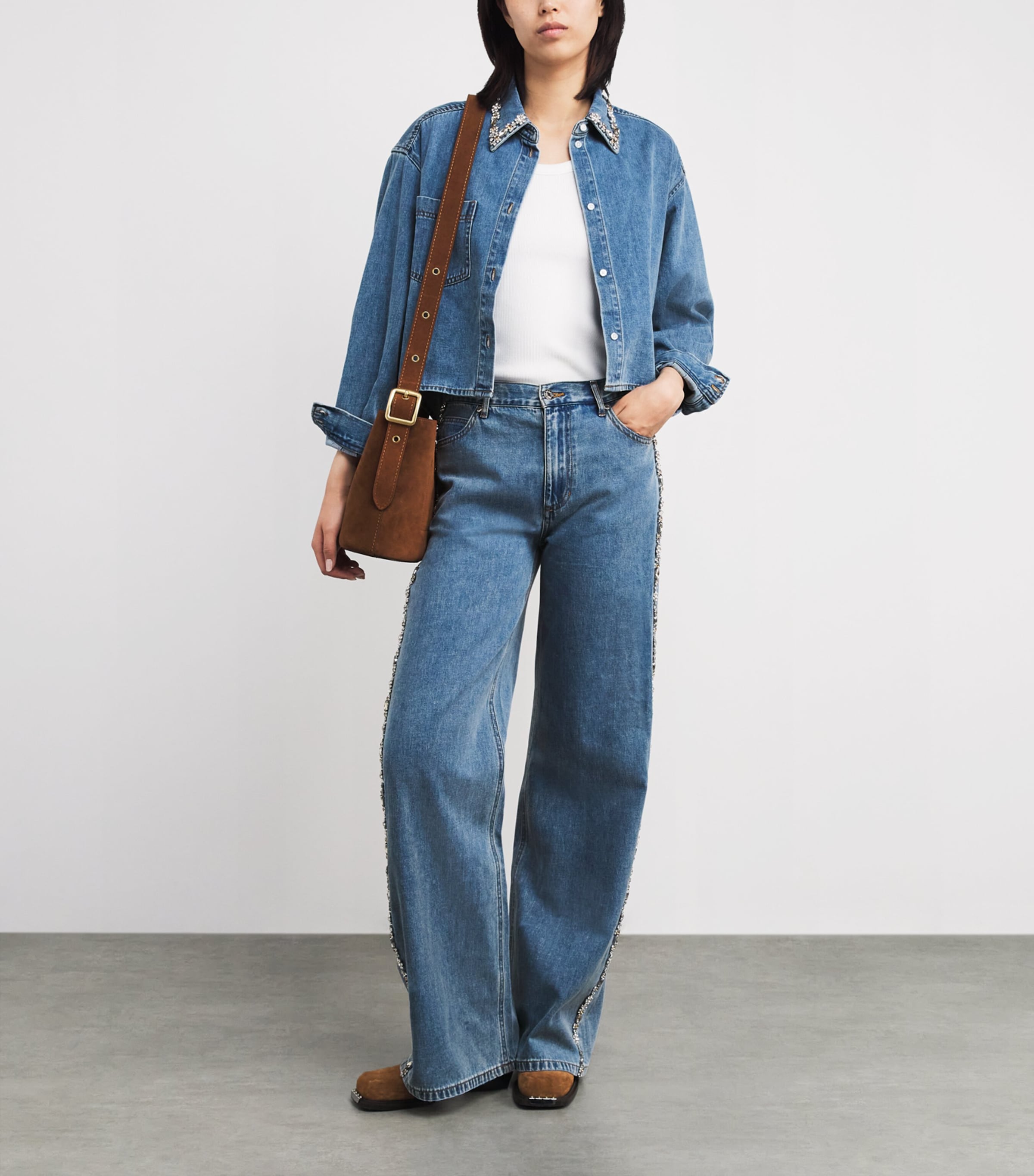 Embellished Straight Jeans BLUE JEAN Image 2